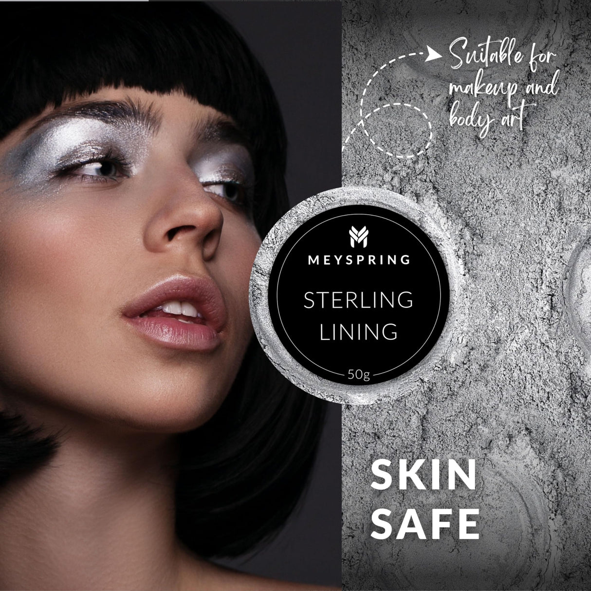 MEYSPRING Sterling Lining - True Metallic Pigment for Epoxy, Casting & UV Resin - Silver Metallic Pigment Powder for Resin Art & Makeup MEYSPRING