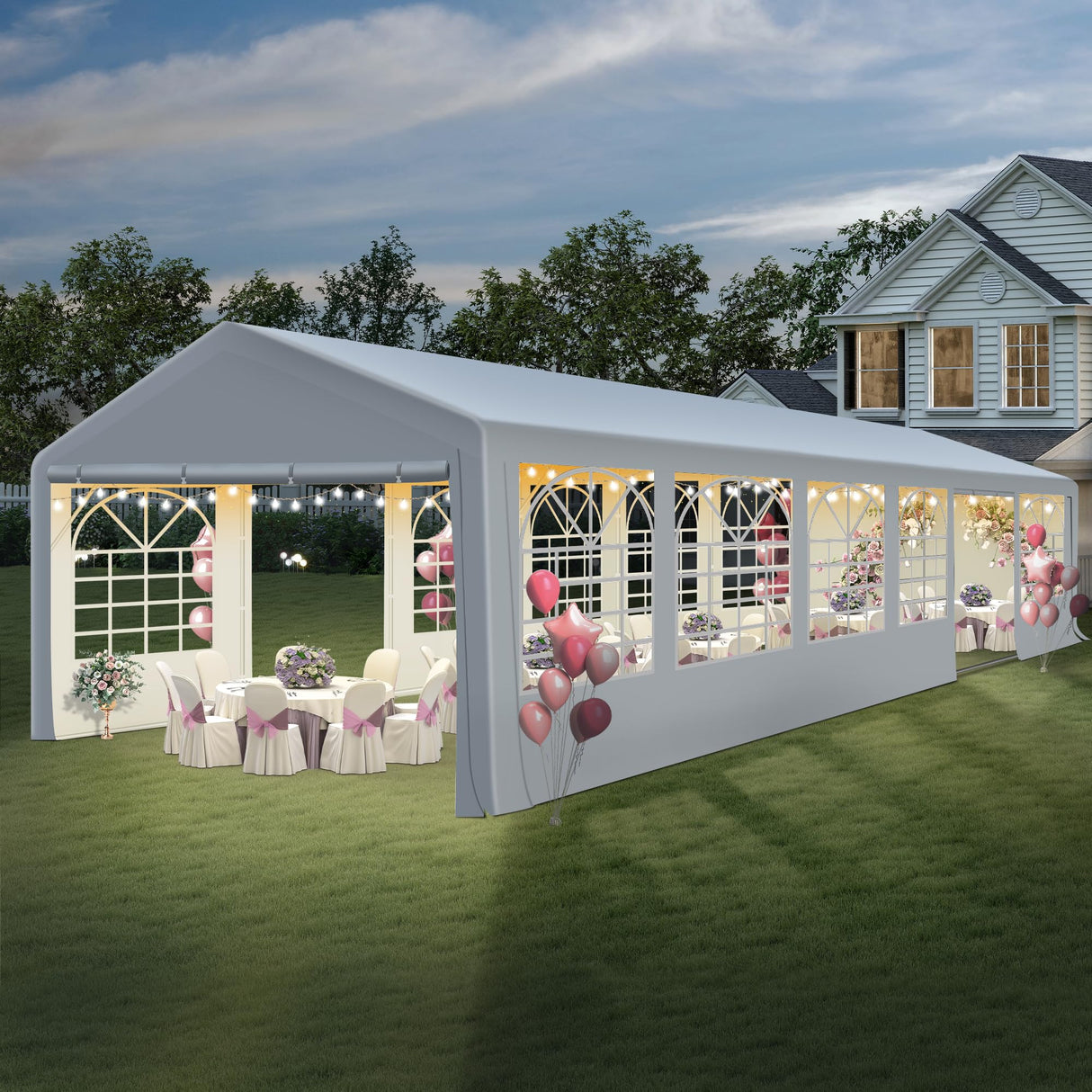 GARTOO 20' x 40' Canopy Party Tent - Heavy Duty Outdoor Wedding Gazebo with 4 Sand Bags, Event Shelter Canopy for Outdoor Event, Wedding, Birthday Party GARTOO