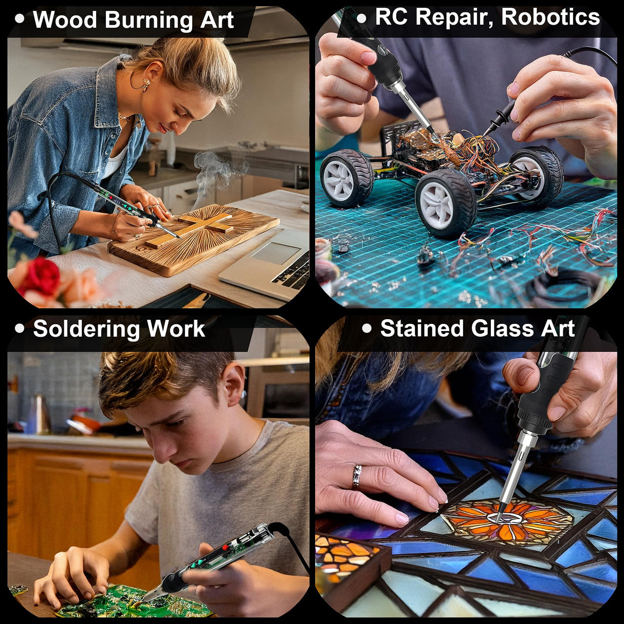 Premium Inside Insight Clear Wood Burning Kit & Soldering Iron Kit + Case, Solder, 8 Tip, Tweezer, Pump, Flux, Precise Pen-Fast Heat, LCD Temp Control 392-932°F, Art, Craft, Electronics, Pro DiY Inside Insight