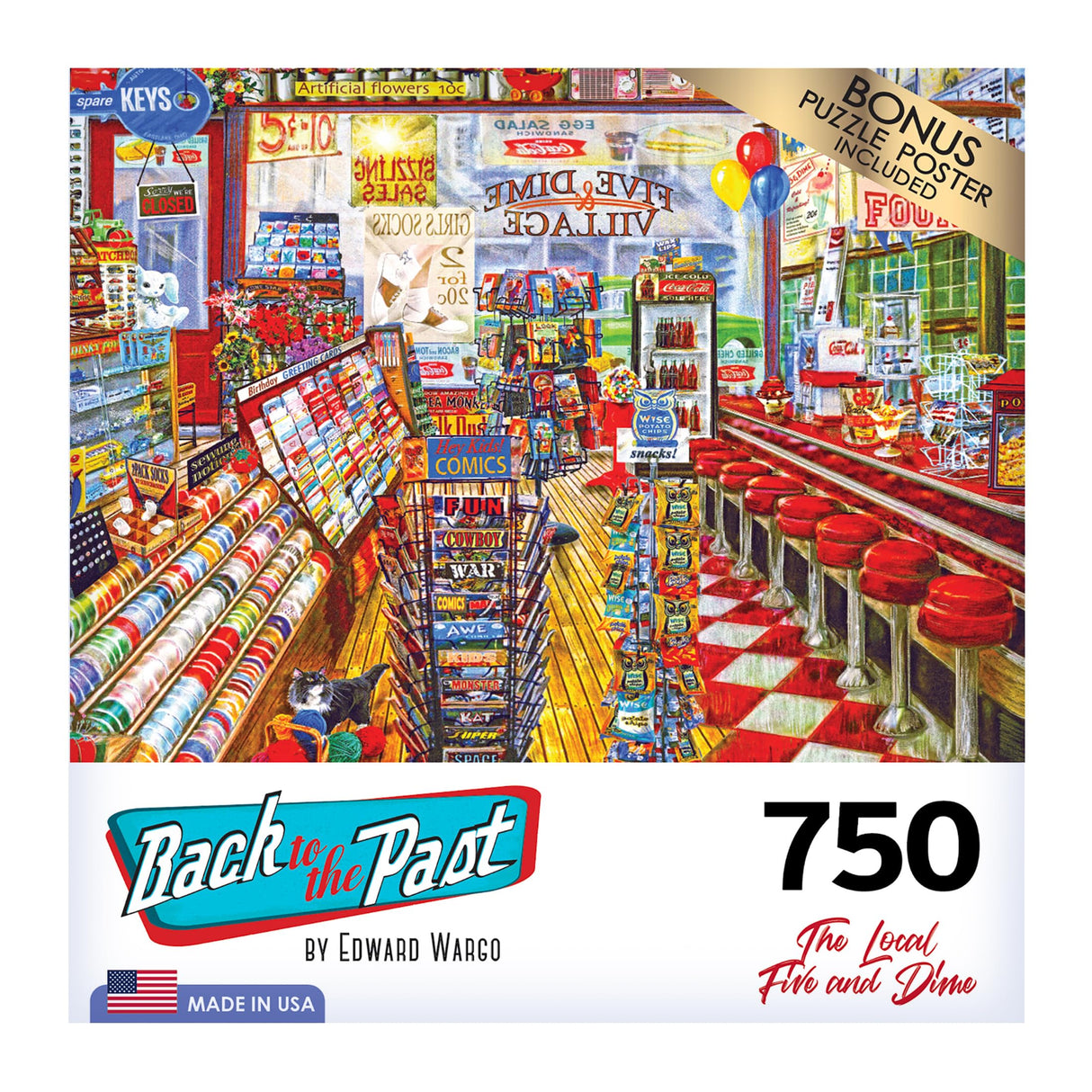 RoseArt - Back to The Past - Local Five and Dime - 750 Piece Jigsaw Puzzle for Adults RoseArt
