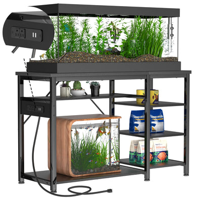 30-40 Gallon Aquarium Stand: Heavy Duty With Power Outlets and Cabinet for Tank Accessories Storage - Metal Frame, 1000LBS Capacity, Suitable for Fish & Reptile Terrariums