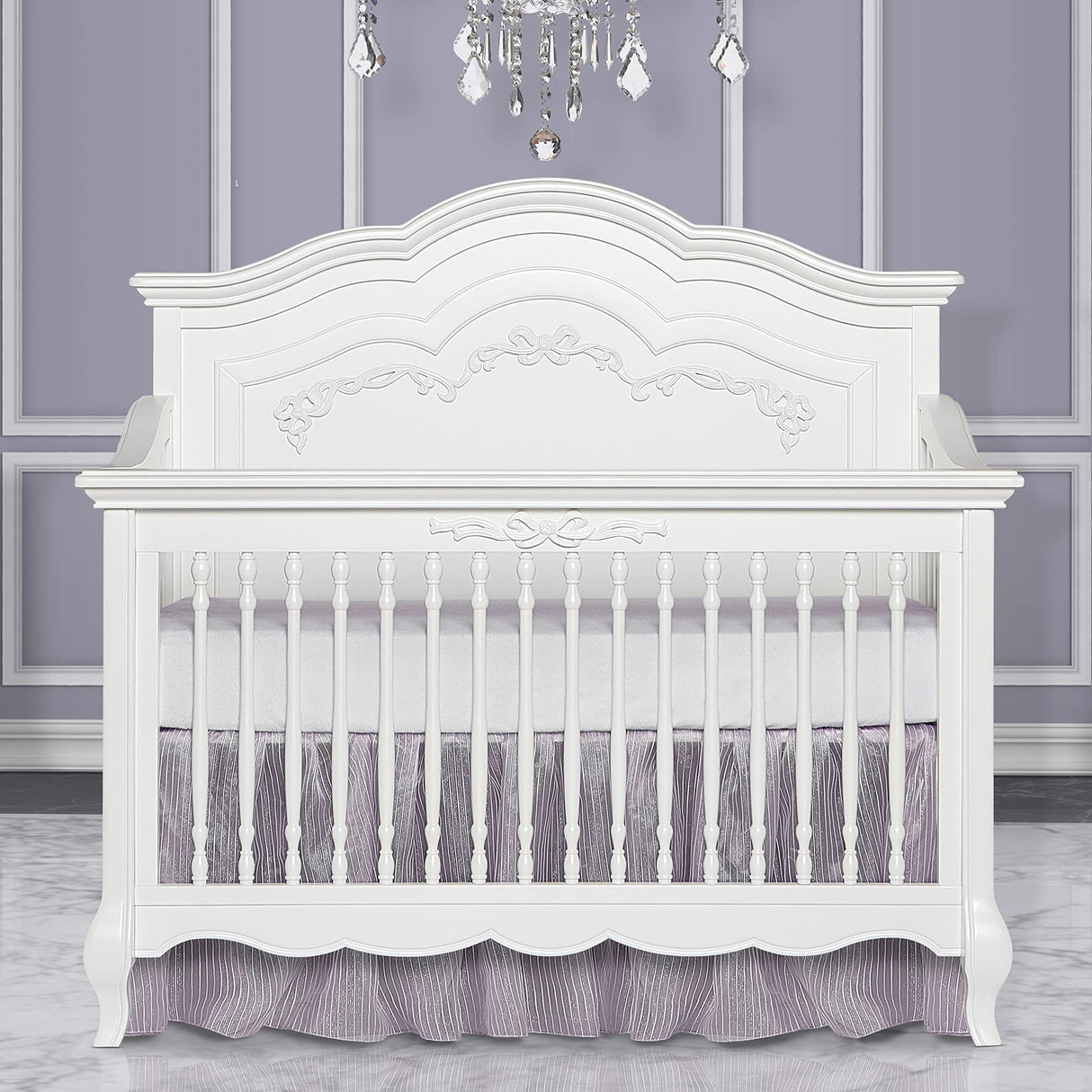 Evolur Aurora 5-in-1 Convertible Crib in Frost, Greenguard Gold Certified, Features 3 Mattress Height Settings, Sturdy and Spacious Baby Crib, Wooden Furniture Evolur