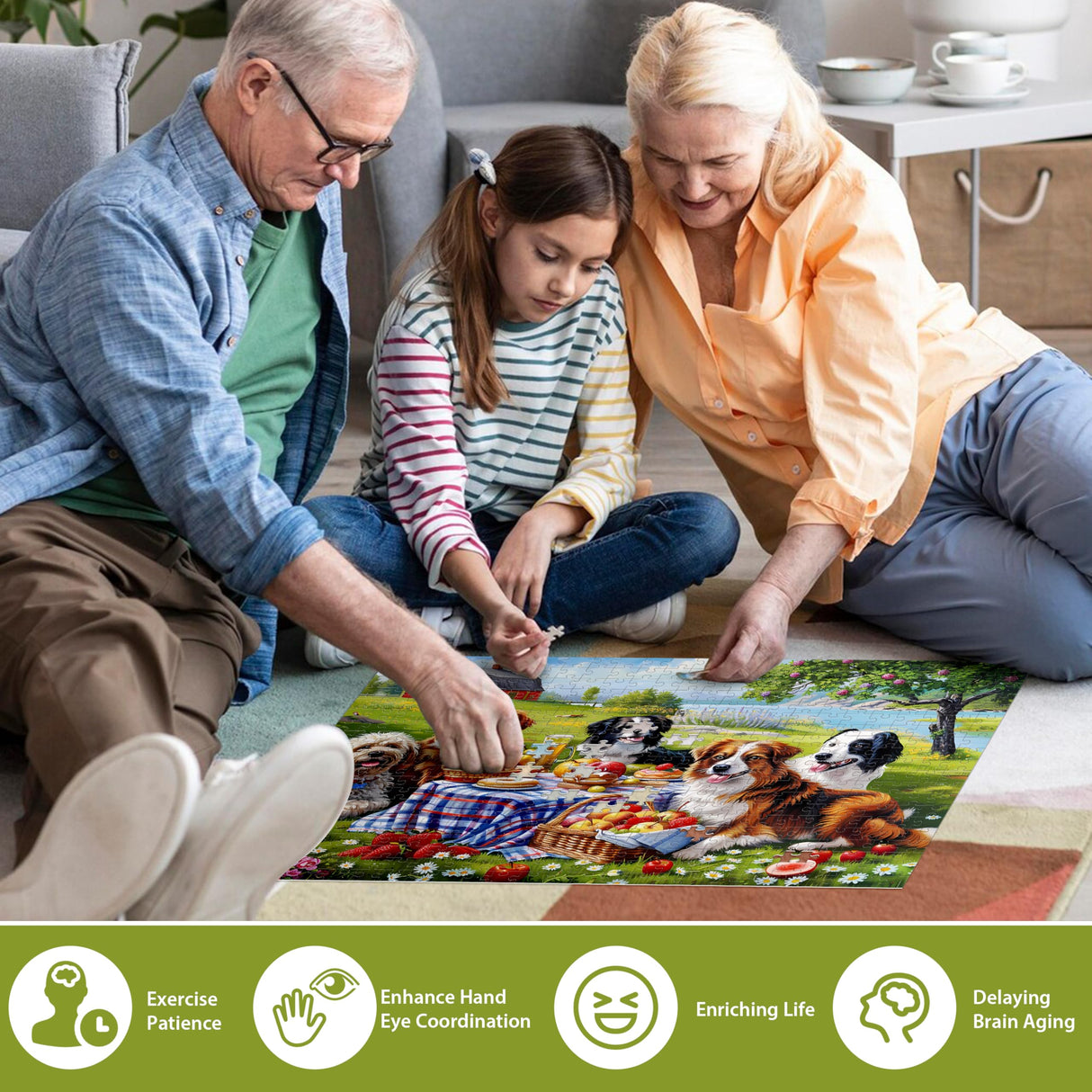 500 Pieces Puzzles for Adults–Dogs Jigsaw Puzzle for Adults Children Elderly–Recycled Paper Puzzle 500 Pieces–Challenging Family Activity Game Gift for Family Friends Men Women Seniors (21x15in) Jeacirio