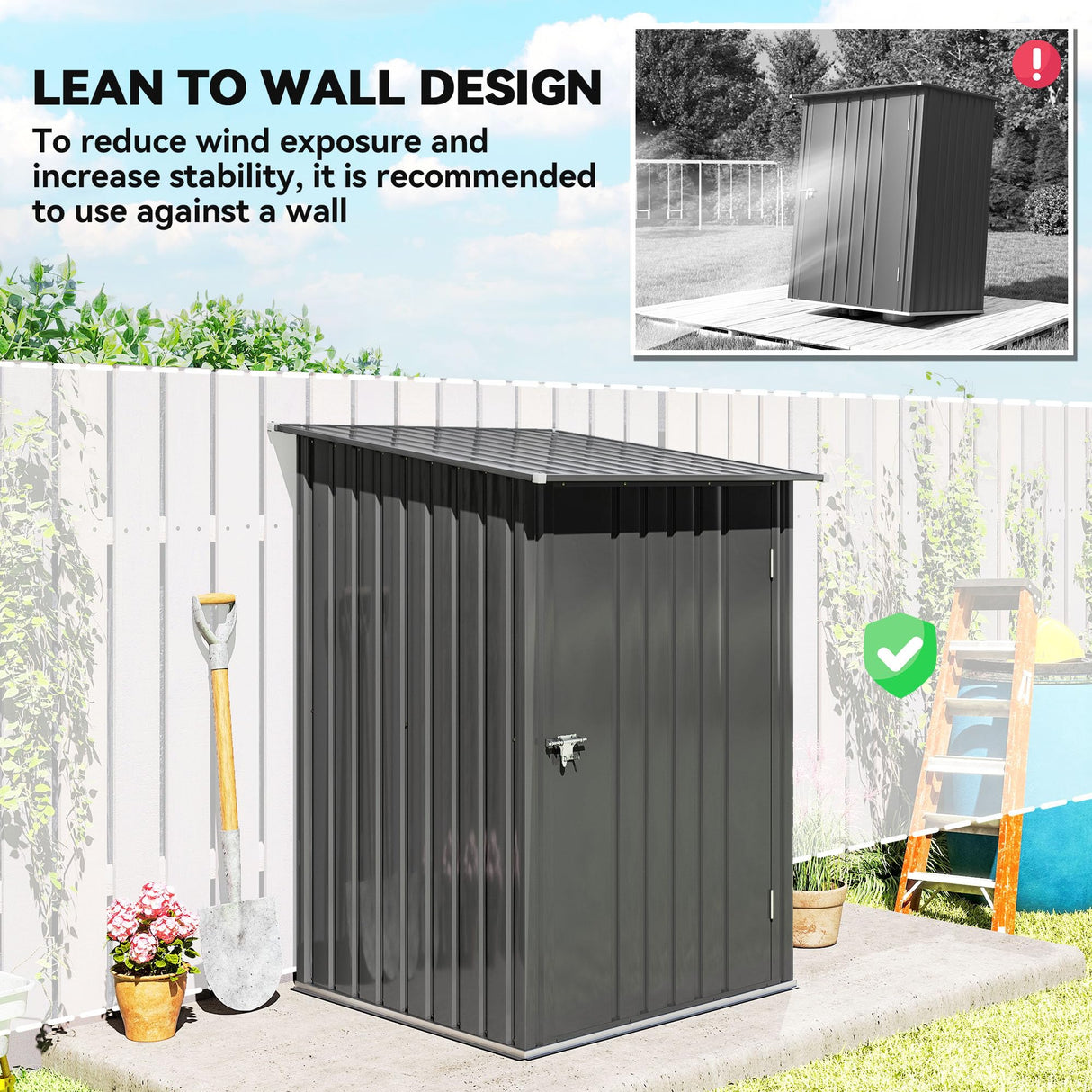 Outsunny 3.3' x 3.4' Outdoor Storage Shed, Metal Garden Tool House with Sloping Roof and Lockable Door for Backyard, Bike, Patio, Garage, Lawn, Gray Outsunny