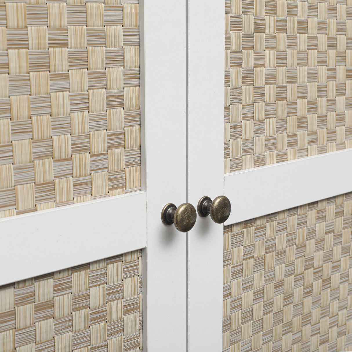 Ampela Rattan Armoire Wardrobe Closet Wood 71" Tall with 2 Doors 3 Drawers,Freestanding Clothes Cabinet with Storage Cubes & Hanging Rod for Bedroom Ampela