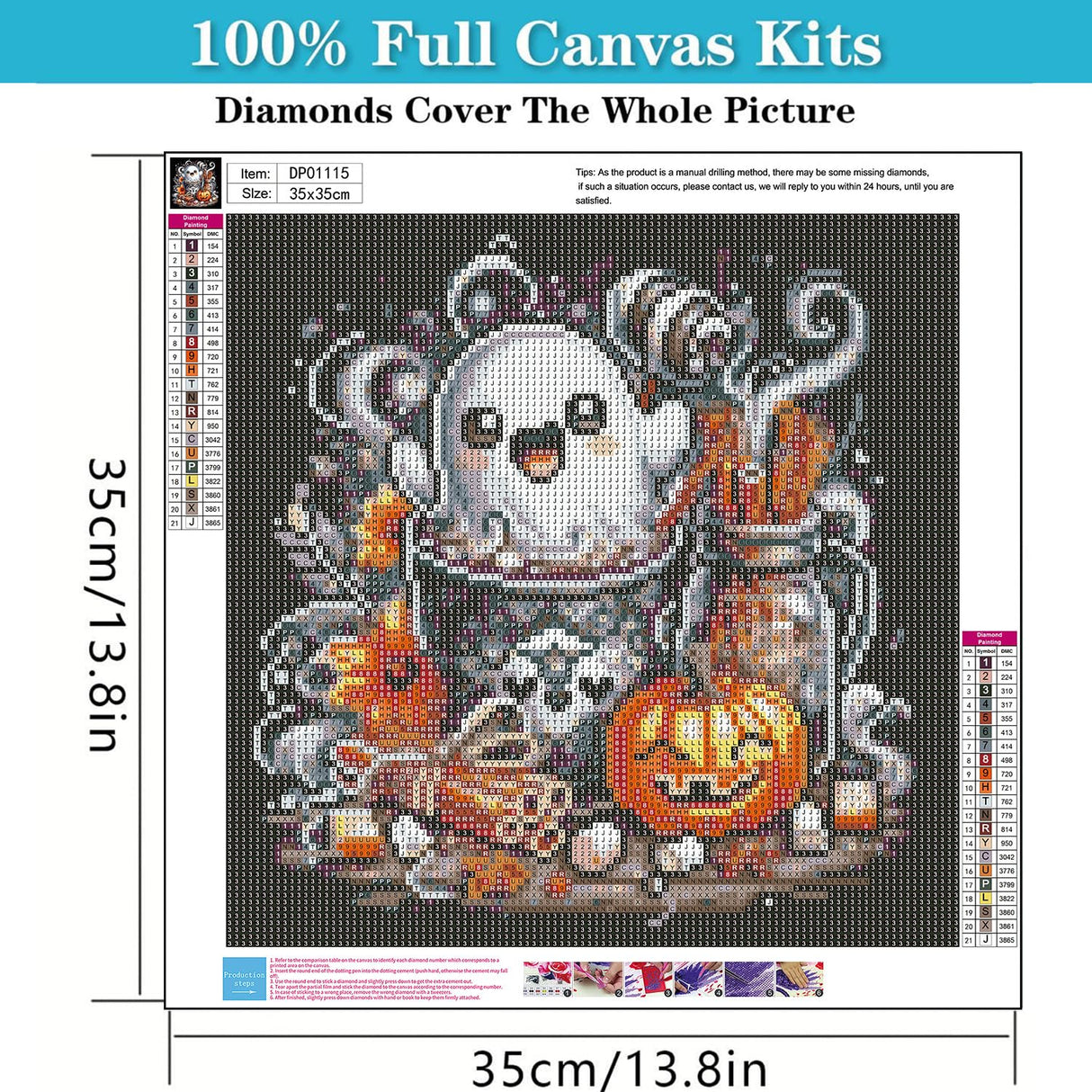 Ghost Diamond Art Kits for Adults,5D Pumpkin Full Round Drill Diamond Painting Kits for Adults Beginners,Halloween DIY Diamond Painting Gem Art Kits for Gift Home Wall Decor 14x14inch EIBEILI
