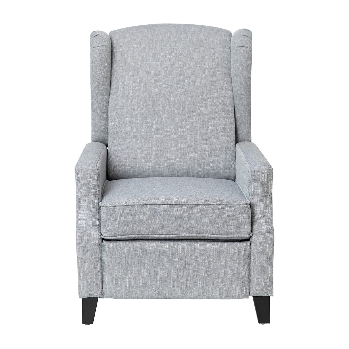 Taylor & Logan Maxfield Traditional Gray Fabric Upholstered Slim Wingback Recliner with Accent Nail Trim and Push Back Recline Taylor & Logan