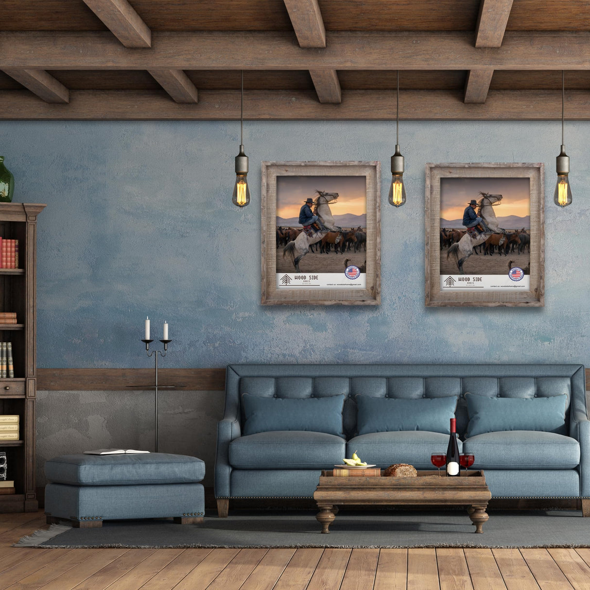 Rustic Barnwood Picture Frames 8x10 - Set of 2 - Natural Reclaimed Wood Real Glass - Handcrafted Vintage Distressed, 1 3/4" Frame Width WOOD SIDE ORBIS