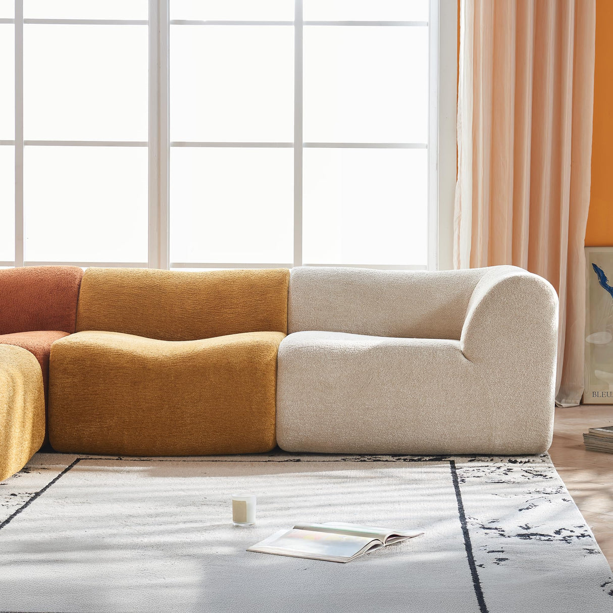 VASOENY 129.53" U Shape Modular Sectional Sofa, Raindrop Velvet Fabric Oversized Sectional Couch, 6 Seat U Shaped Couch with Soft Pillows for Living Room, Office, No Assembly Require VASOENY