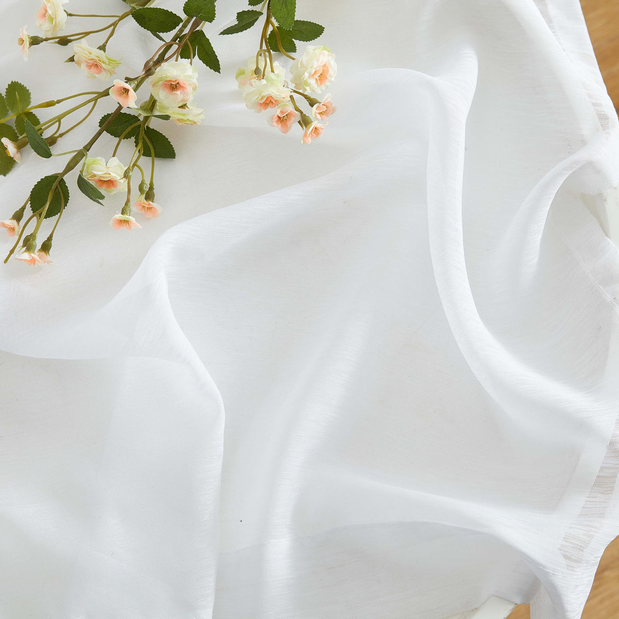 HLC.ME 2 Piece Semi Sheer Voile Window Treatment Curtain Grommet Panels for Bedroom (54" W x 108" L, White) HLC.ME