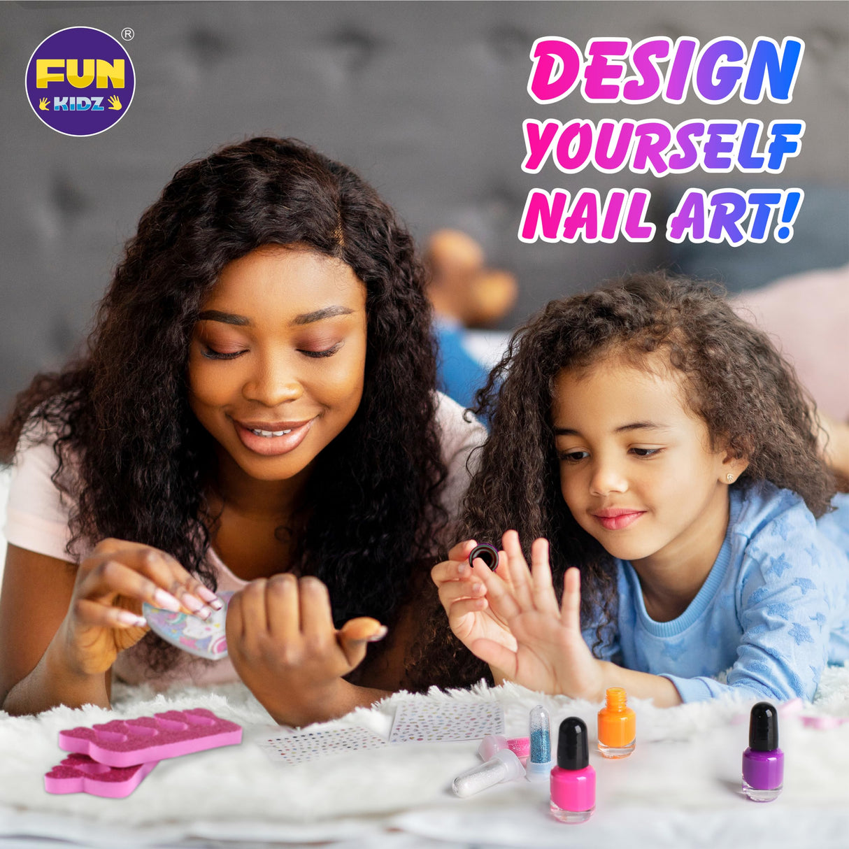 Toy Unicorn Nail Art for Girl 7-12, FunKidz Size 17.91Wx12.4L Ultimate Glamour Peelable Nail Polish Kit for Kids Fingernail Set Party Gifts FUN KIDZ