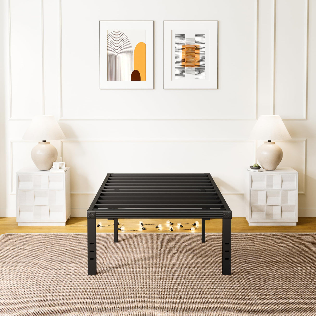 ZIYOO Twin Bed Frames, 18 Inches Platform Bed Frame, 1000lbs Heavy Duty Steel Slat, Non-Slip Design, No Box Spring Needed, Easy Assembly, Quiet Noise Free, Under Bed Storage Space, Black ZIYOO