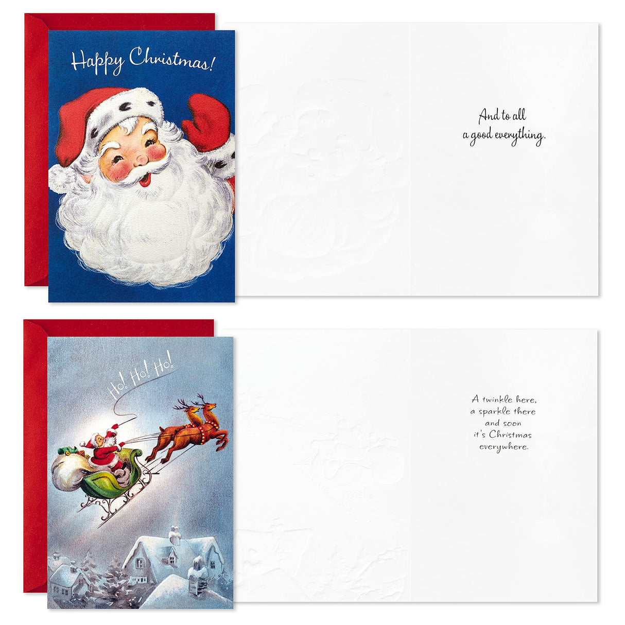 Hallmark Boxed Christmas Cards, Vintage Santa Claus (4 Designs, 12 Cards and Envelopes) Hallmark