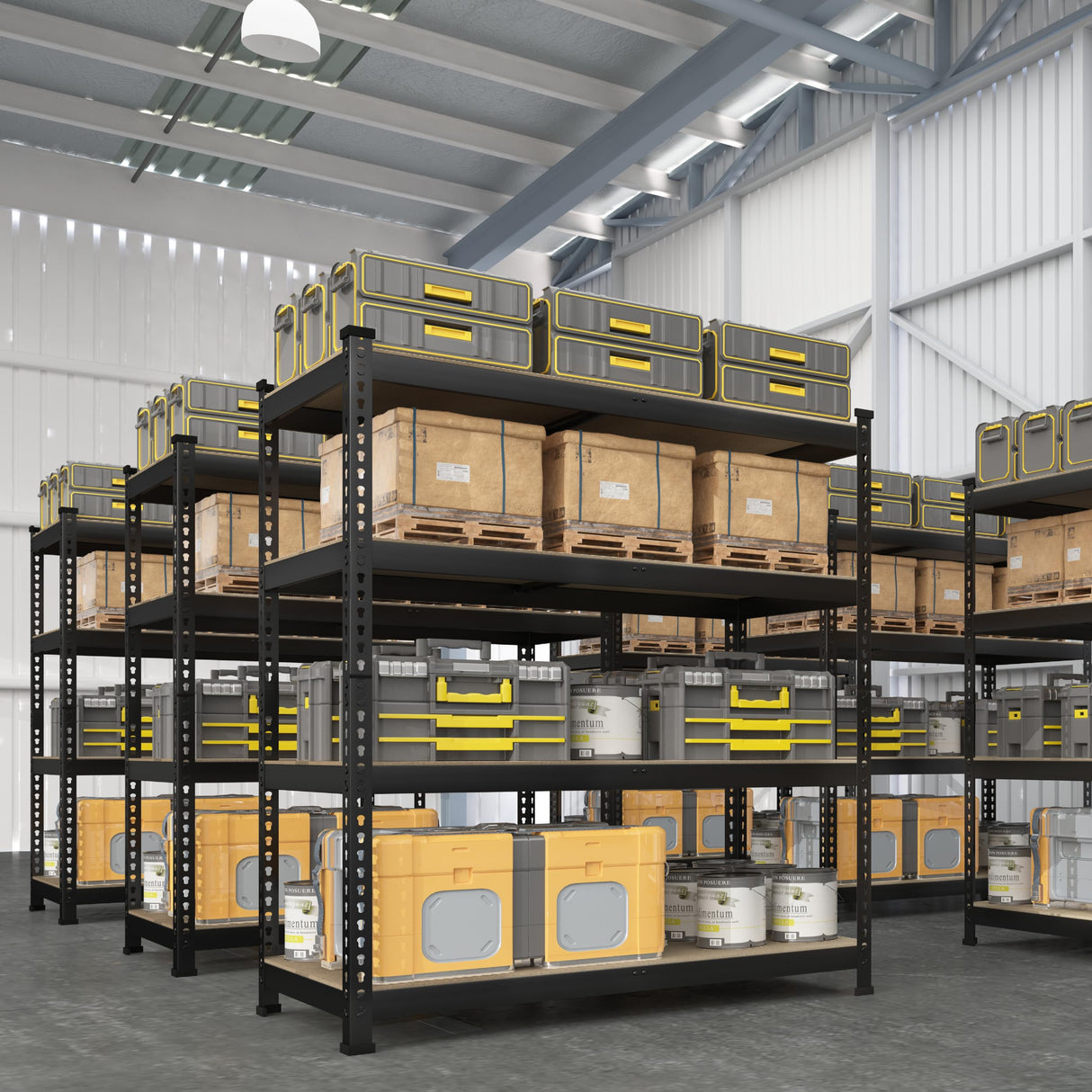 Prilinex Heavy Duty Storage Shelves 40" W x 20" D x 60" H - 4-Tier Adjustable Metal Garage Shelving Unit, Standing Utility Shelf Racks for Pantry Warehouse Kitchen, Black Prilinex