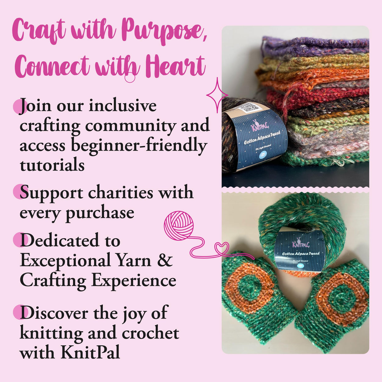 Cotton Alpaca Tweed Alpaca Yarn for Crocheting, 4 Skeins, 588Yds/200G, Free Patterns - Tweed Yarn for Knitting - 3 DK Light Worsted Weight - White Autumn KnitPal