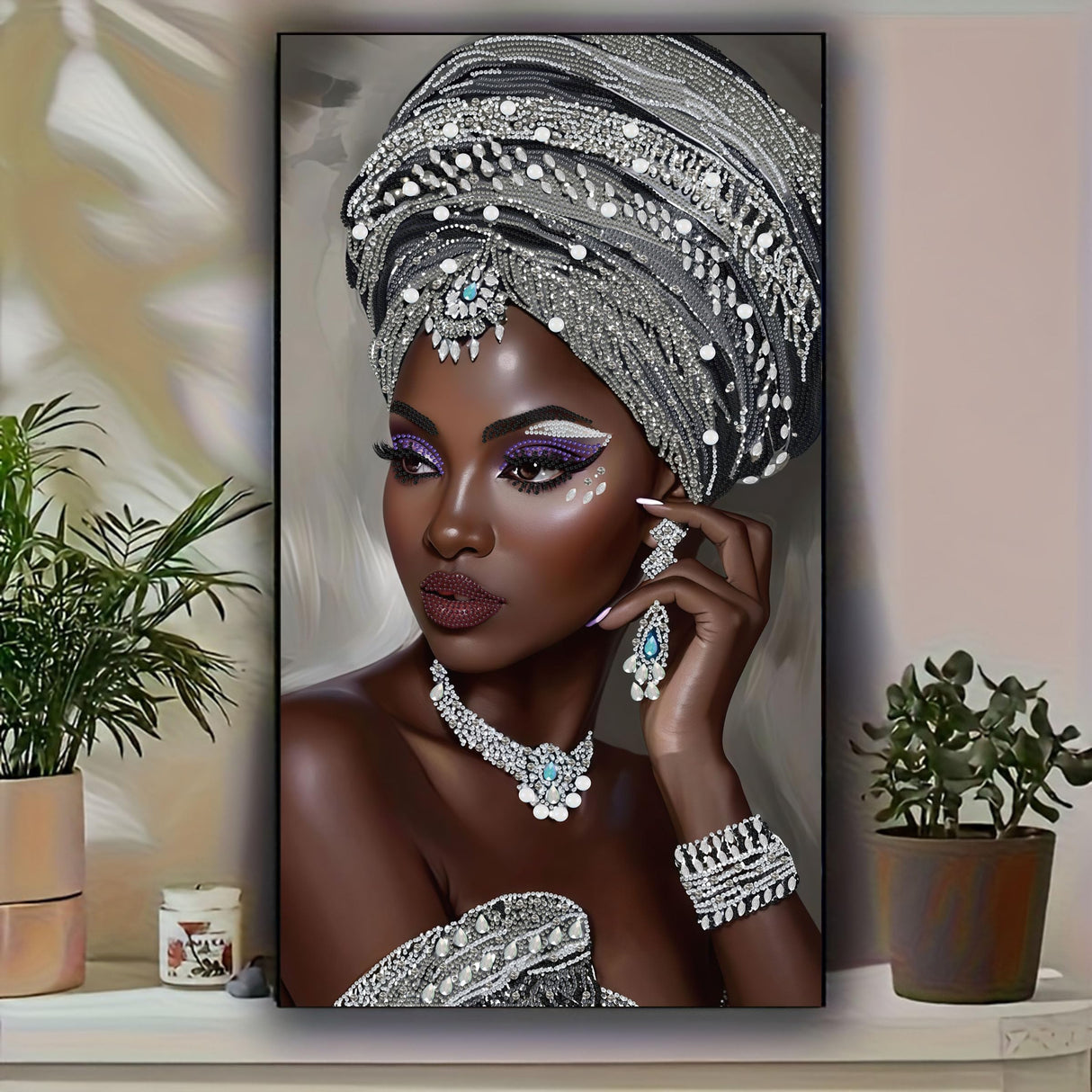 KUFWKEY African Diamond Art Kits for Adults,Partial 5D DIY Diamond Painting kit for Beginners,Special Shaped Diamond Art,Sparkling gem Art,Diamond dots,Mosaic Kits,Home Decor,Large Size 16X28 inch KUFWKEY