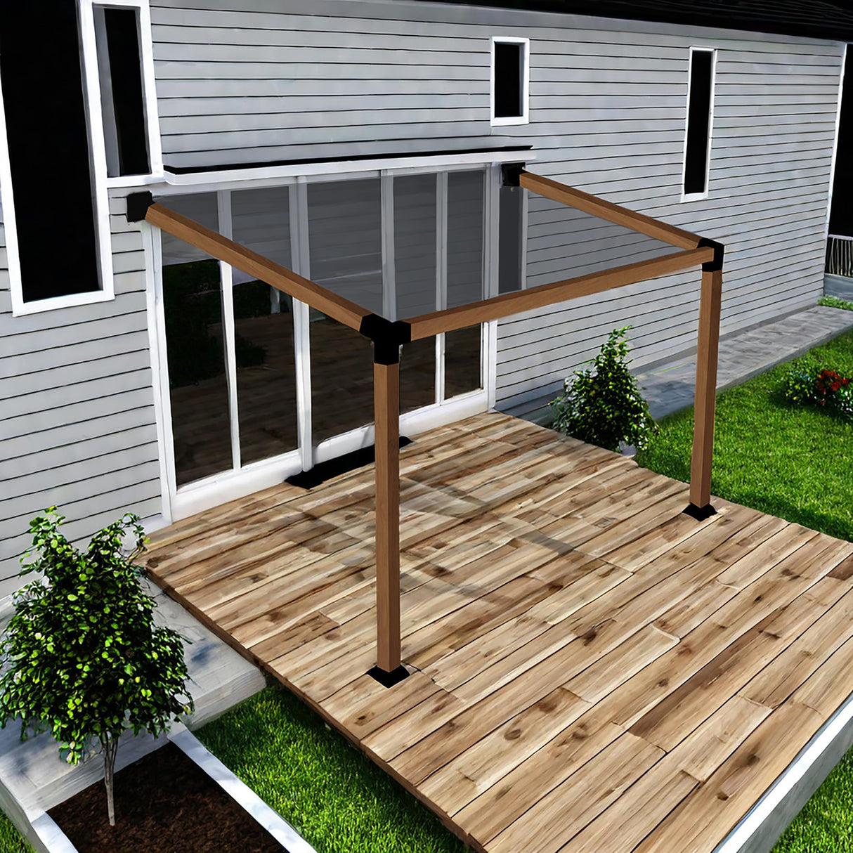 15° Slanted Pergola Brackets Kit for 4" x 4" Wood Pergola, Wall Mount Roof Pergola Bracket Kit, for Gazebo, Pergolas, Wood Stand Sheds, Metal Gazebo Kits - with Screws Riyhch