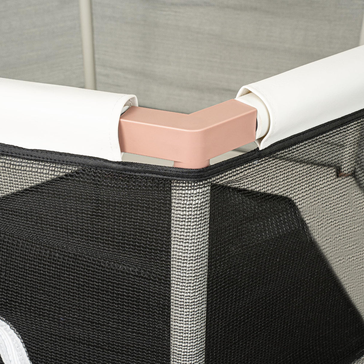 Square House Kids Trampoline, Aesthetic Indoor and Outdoor Toddler Trampoline with Safety Net, Basketball Hoop, 220lb Capacity, Ultra Safe No-Gap Design, Gifts for Boys & Girls (Sand, 5 FT) Square House