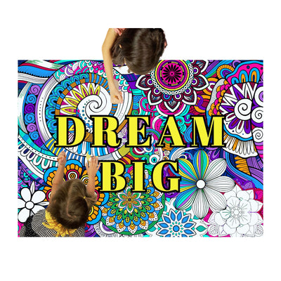 River and Sun Creations DREAM BIG Floral Mandala Giant Coloring Poster for Adults and Kids - 43.3 x 31.4" Large Coloring Poster