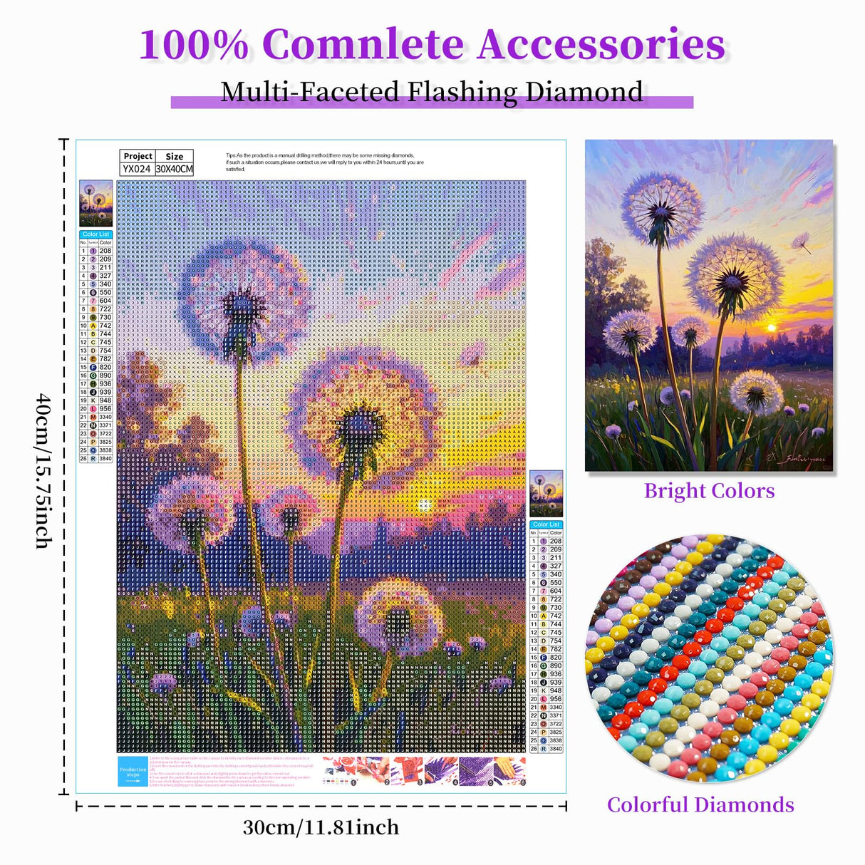 BWFY 12 Pack Diamond Art Kits for Adults,5D Diamond Painting Kits for Adults,Flower Series Paint with Numbers Diamonds for Home Wall Decor Festival Gift, 12x16 Inch BWFY