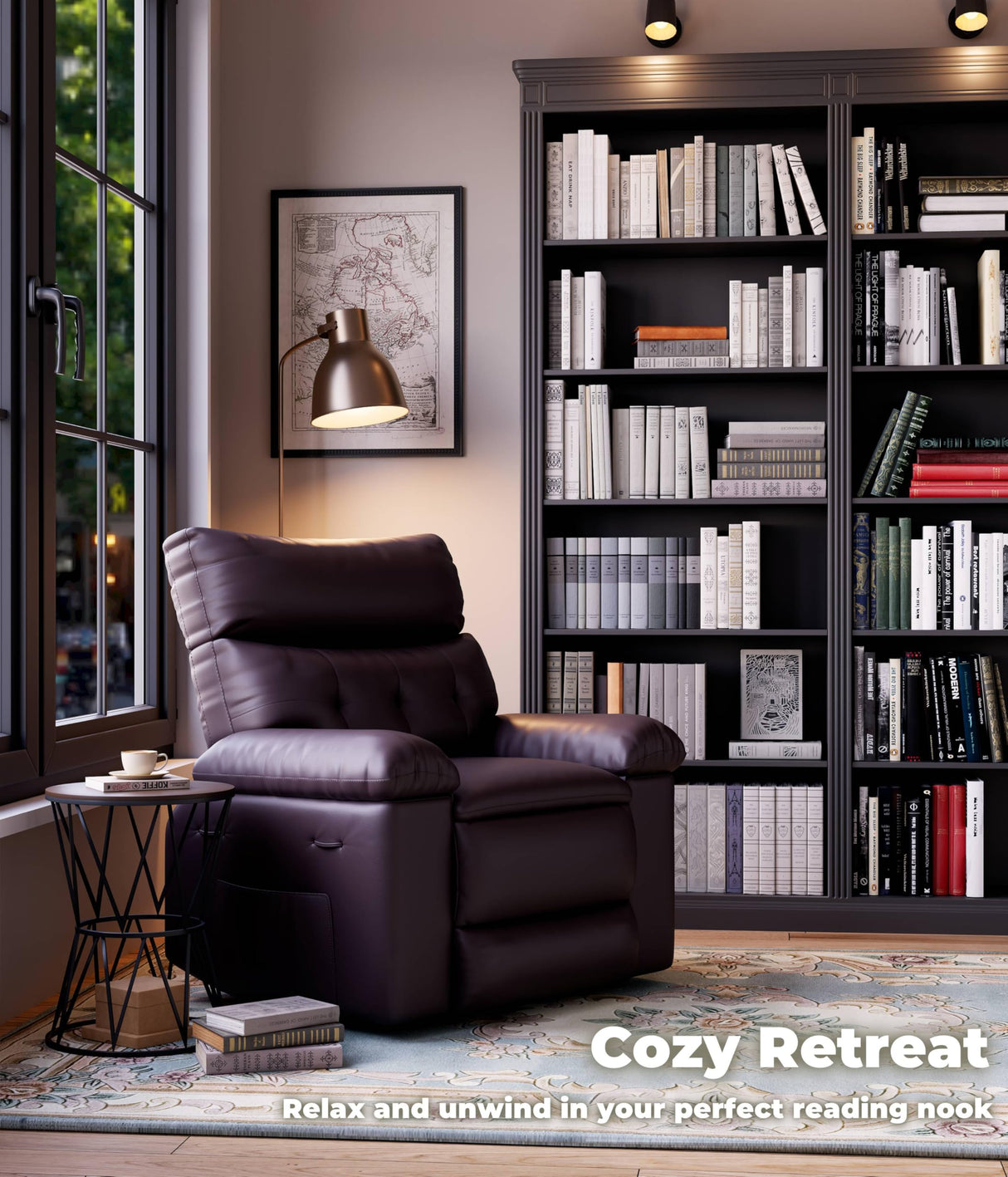 GarveeHome Oversized Recliner Chair - Faux PU Leather Manual Recliner for Adults, Lazy Chair with 1.5X Sponge Comfort Arm and Back for Living Room, Bedroom GarveeHome