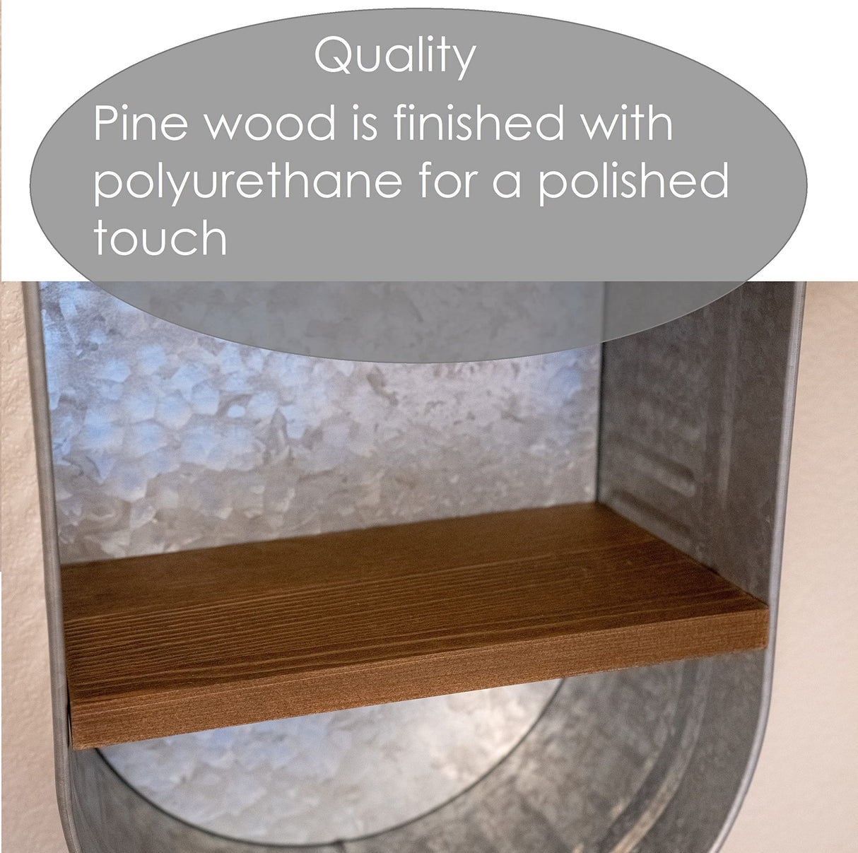 Galvanized Wash Tub with Shelves | Rustic Bathroom Décor | Farmhouse Rustic Bathroom Shelves | Metal Wash Tub Cubby | Galvanized Shelf Wall BARWOOD