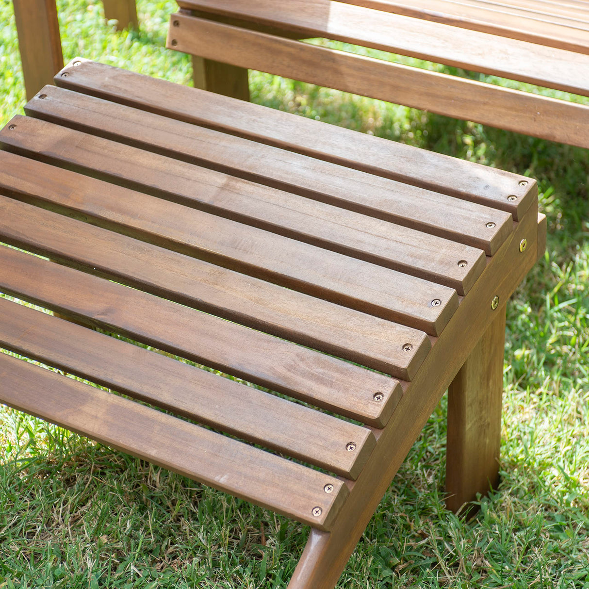 Linon Home Dcor Linon Adirondack Woodstock Ottoman, Teak Stain, Acorn, 21.6"W x 21.06"D x 13.7"H Linon