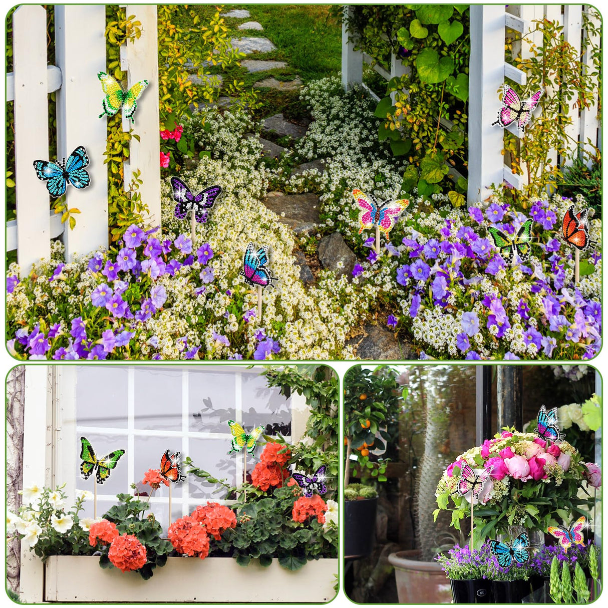 Wivico 8 Pcs Butterfly Diamond Art Kits for Adults,Small Butterfly Stakes Diamond Painting Craft for Garden Home Decoration Wivico