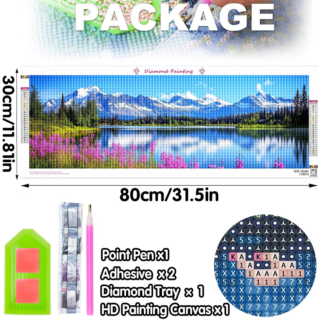 Bimkole Large Diamond Art Kits for Adults Lake, Full Drill 5D DIY Rhinestone Embroidery Set Paint with Diamonds Art Landscape by Number Kits Cross Stitch Home Wall Craft Decoration 31.5x11.81 Inch Bimkole