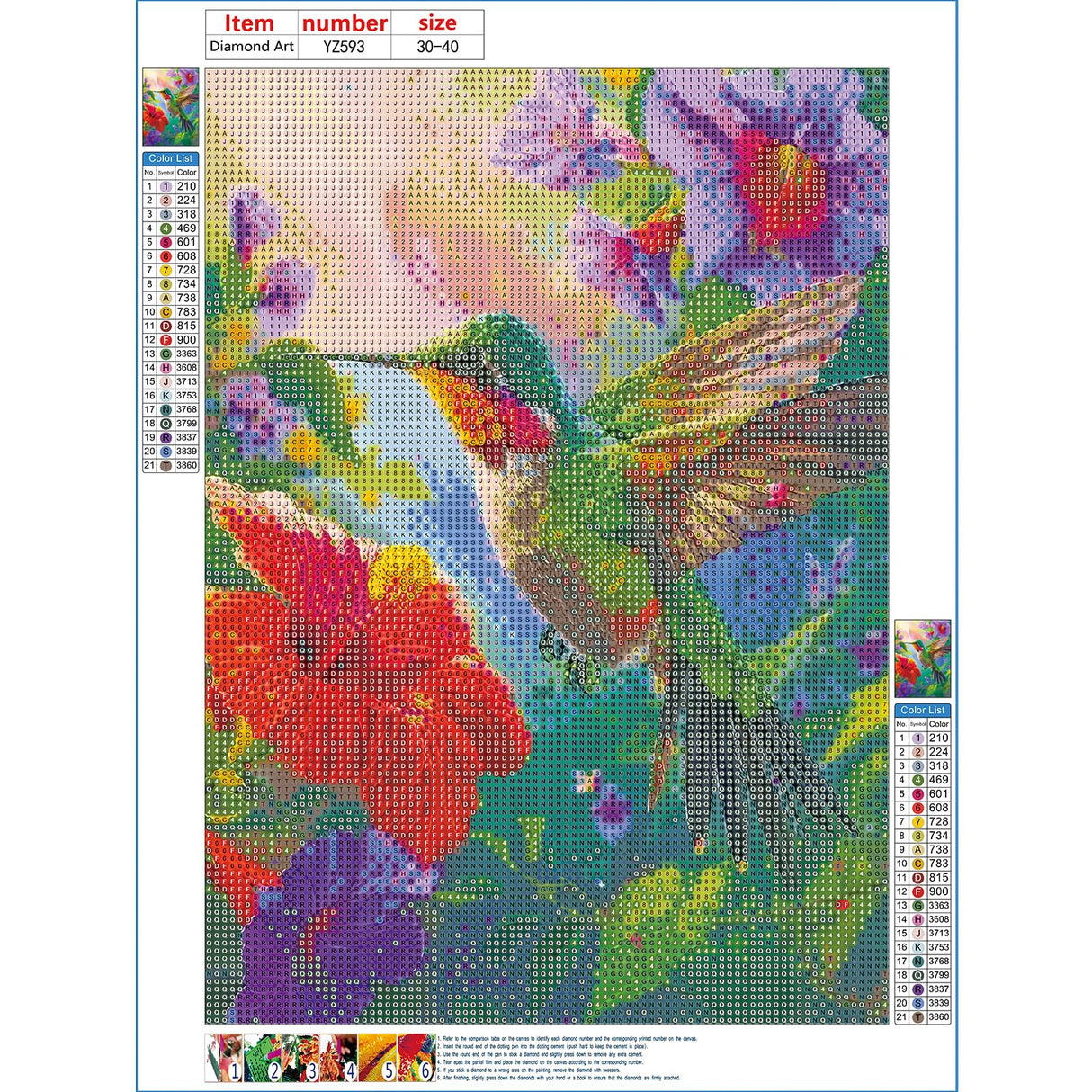 DPHERO Hummingbird Diamond Painting Kits for Beginners Adults,5D DIY Colourful Flowers Diamond Art Kits,Round Full Drill Diamond Painting Art,DIY Painting by Numbers Diamond Art Painting 12x16 inch DPHERO