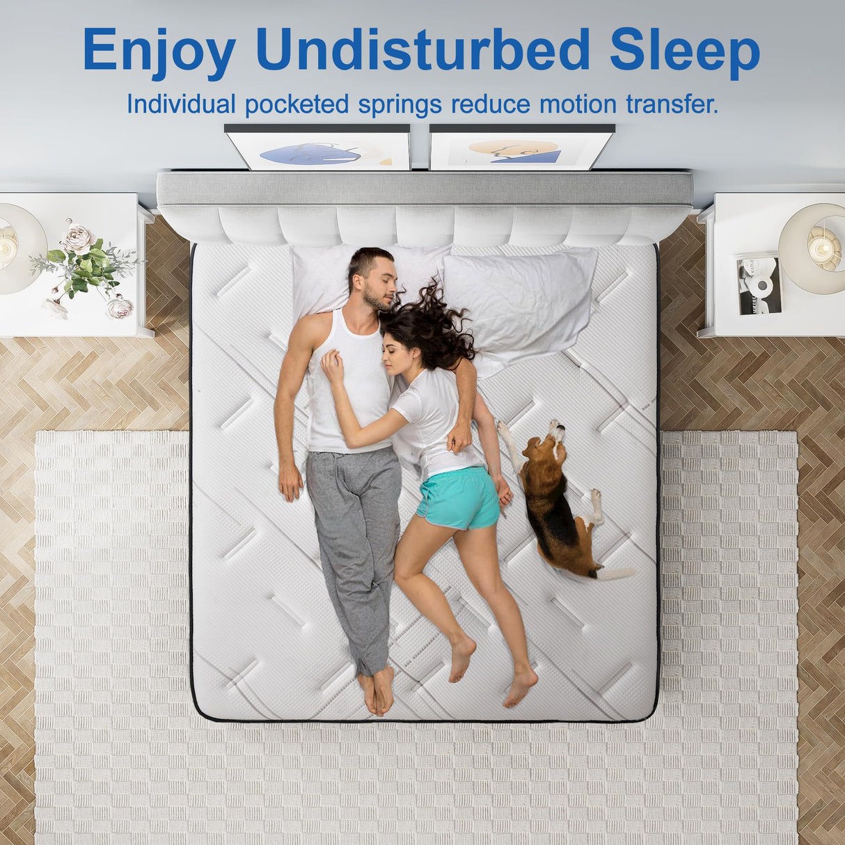 SURLUNKEYS 14 Inch Hybrid Mattress - Queen Size Mattress Medium Firm with Memory Foam, Individual Pocket Springs for Motion Isolation, Enhanced Edge Support, White SURLUNKEYS