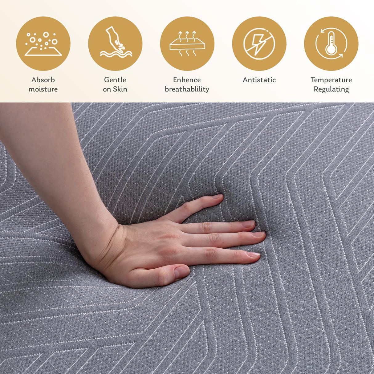 EGOHOME 14 Inch Queen Mattress, Copper Gel Memory Foam Mattress for Pain Relief, Therapeutic Mattress in a Box, CertiPUR-US Certified, Fiberglass Free Medium Mattress, Black MLILY