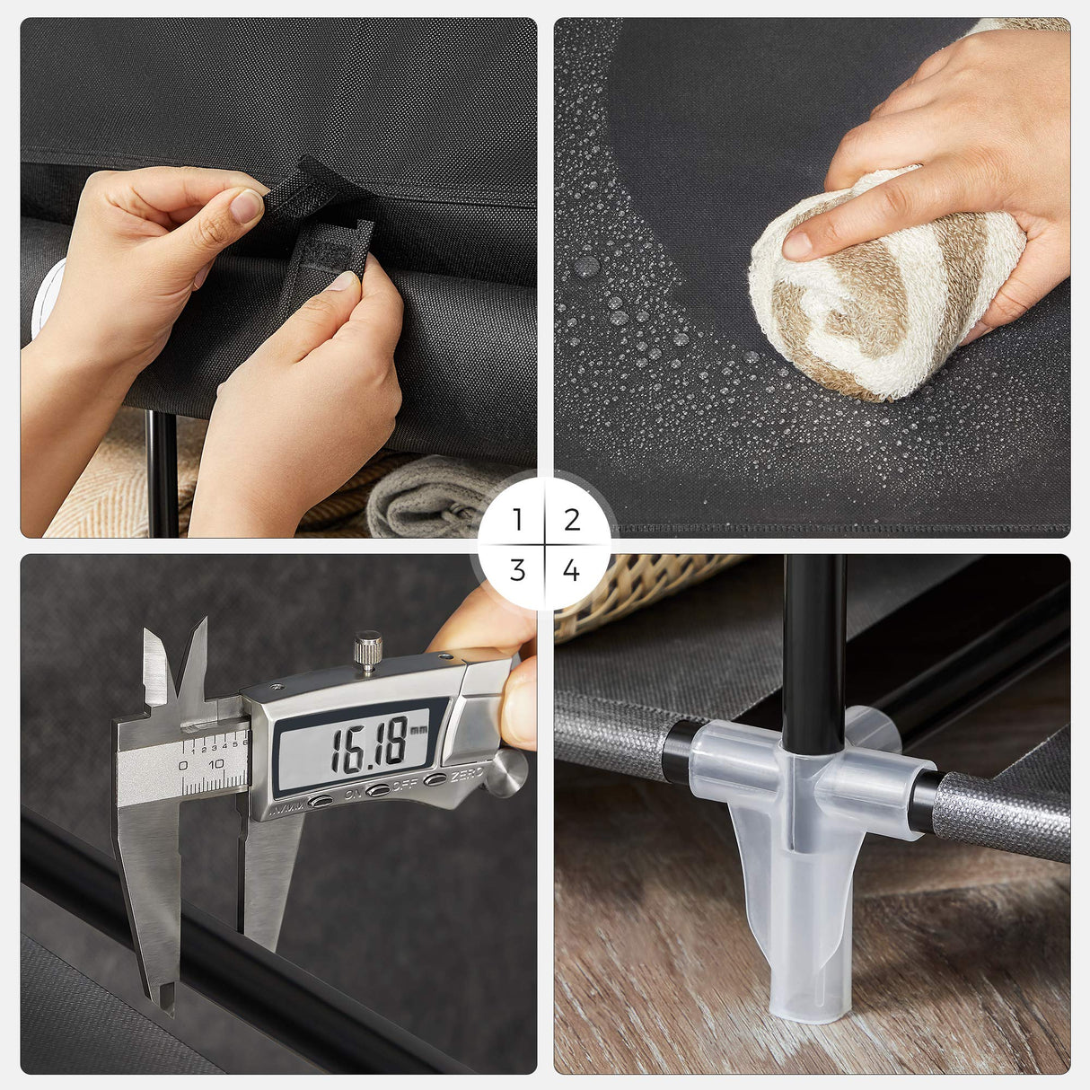 SONGMICS Closet Wardrobe, Portable Closet for Bedroom, Clothes Rail with Non-Woven Fabric Cover, Clothes Storage Organizer, 59 x 17.7 x 69 Inches, 12 Compartments, Black ULSF03H SONGMICS