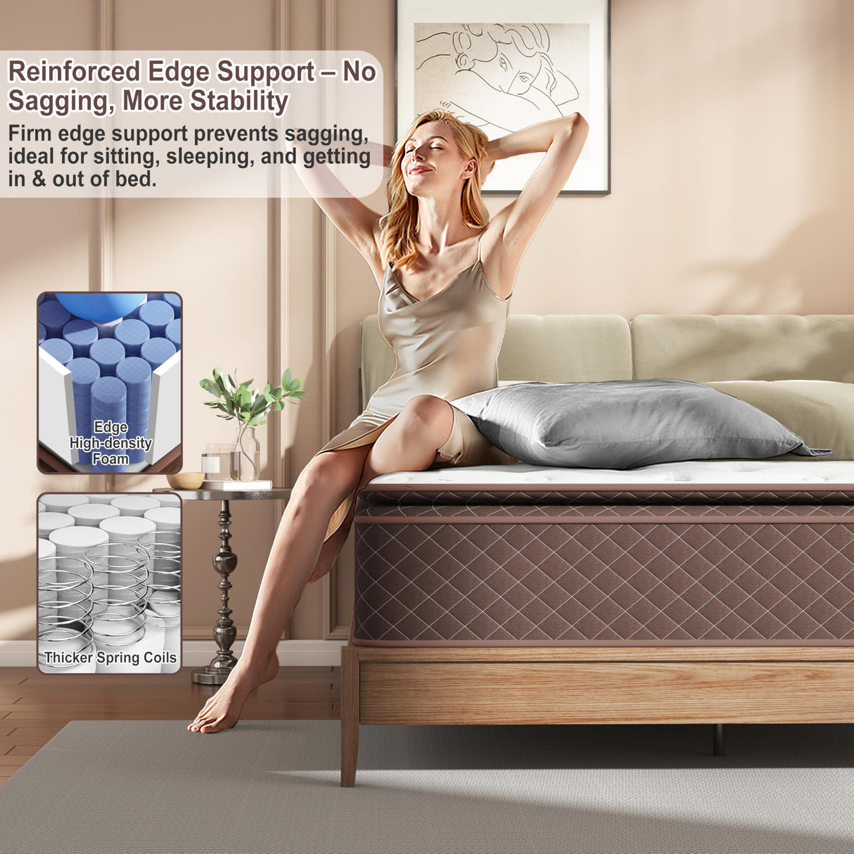 Swbvs King Mattress, 14 Inch Pillow Top King Size Mattress – Plush Comfort with Pocketed Coils & Pressure Relief – Ideal for Side Sleepers, Motion Isolation & Back Pain Relief, Firm Swbvs