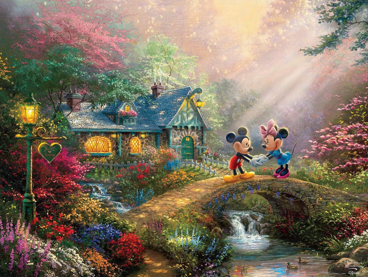 Ceaco - Thomas Kinkade - Disney Dreams Collection - Mickey and Minnie Sweetheart Bridge - 750 Piece Jigsaw Puzzle Ceaco