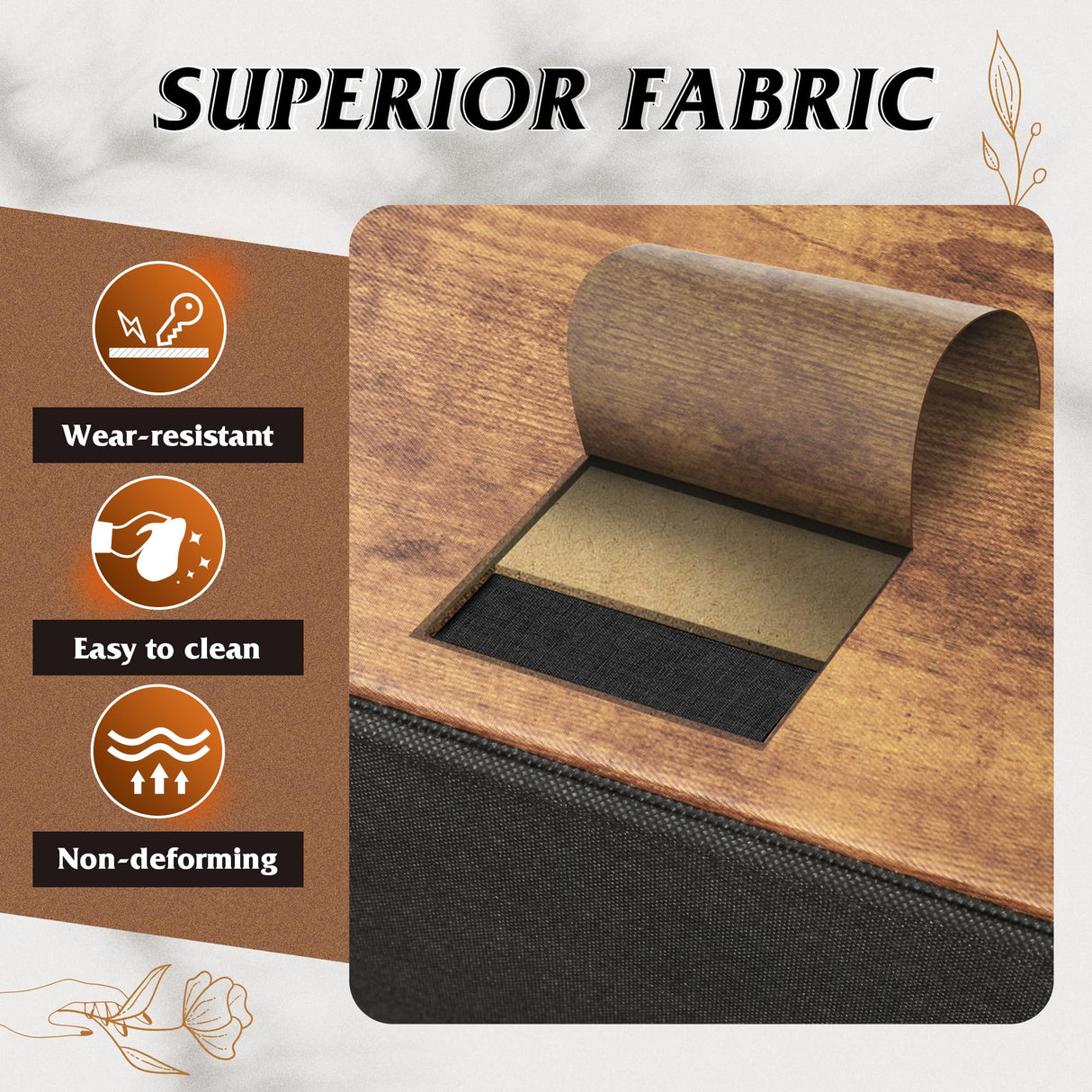 WLIVE Dresser with 3 Drawers, Fabric Nightstand, Organizer Storage Dresser for Bedroom, Hallway, Entryway, Closets, Sturdy Steel Frame, Wood Top, Easy Pull Handle, Rustic Brown Wood Grain Print WLIVE