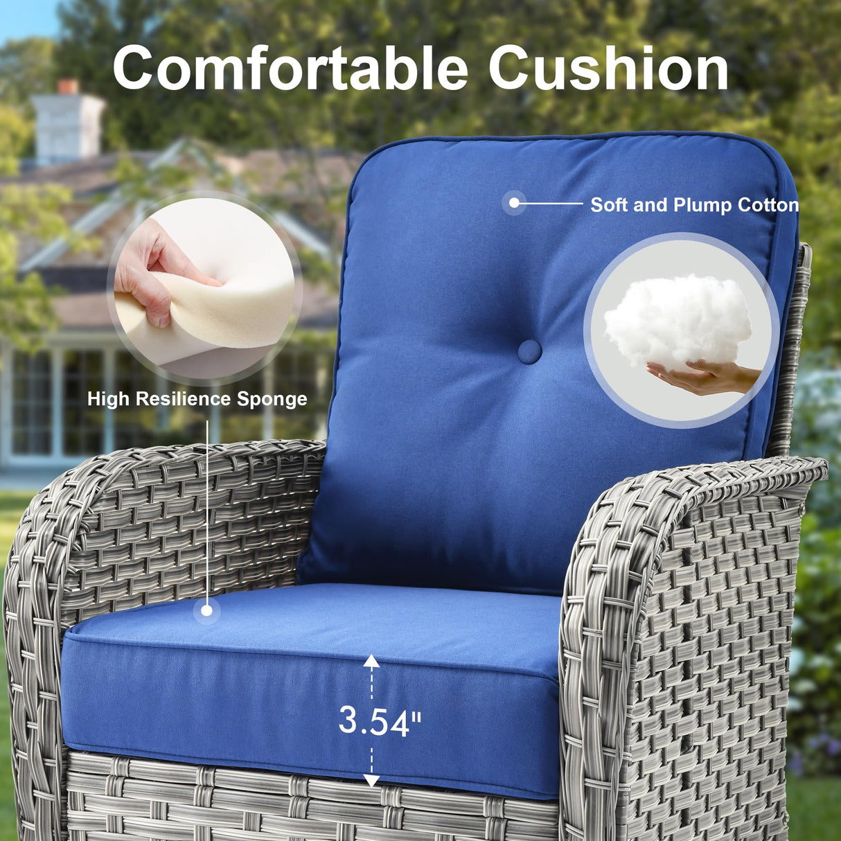 OOBOLT Outdoor Patio Furniture Sets,9 PCS Patio Conversation Set Outside Rattan Sectional Sofa with 42 in Fire Pit Table Wicker Rocking Chair Coffee Table Fit Backyard Porch Garden Poolside Balcony OOBOLT