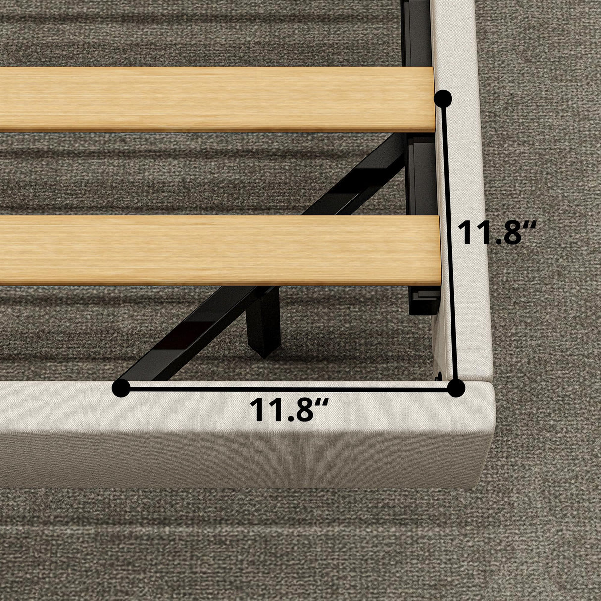 LIKIMIO Floating Bed Frame King Size with Wide Padded Headboard & LED Lights & Charging Station, Modern King Upholstered Platform, No Box Spring Needed, Beige LIKIMIO