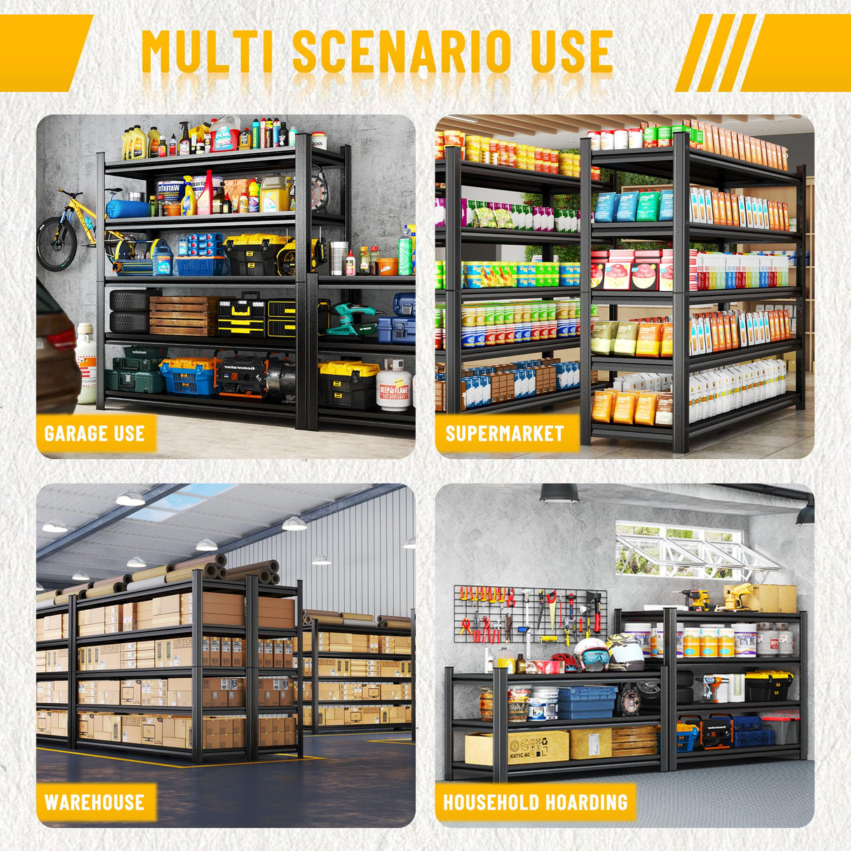 Hymnxemo 6-Tier Heavy Duty Shelves 3000lb Capacity, Adjustable Metal Garage Storage Rack for Basement Warehouse, Easy Assembly, Size 47.2''W×23.6''D×77''H Hymnxemo