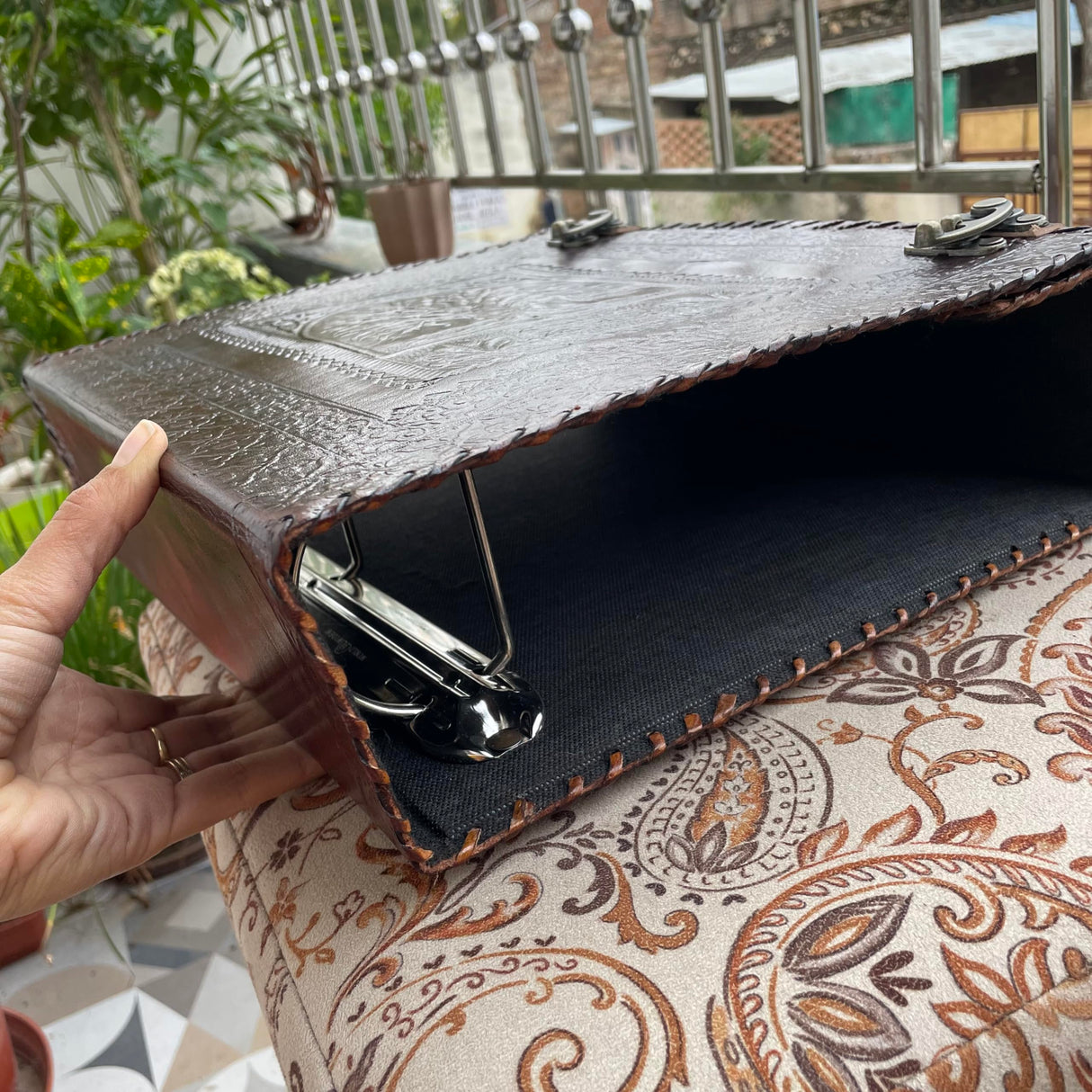 handborncraft Leather Ring Binder, Leather Portfolio for Men, 3 inch Large 3 Ring Leather Binder,Tree of Life Leather Binder, Leather Folder Organizer handborncraft