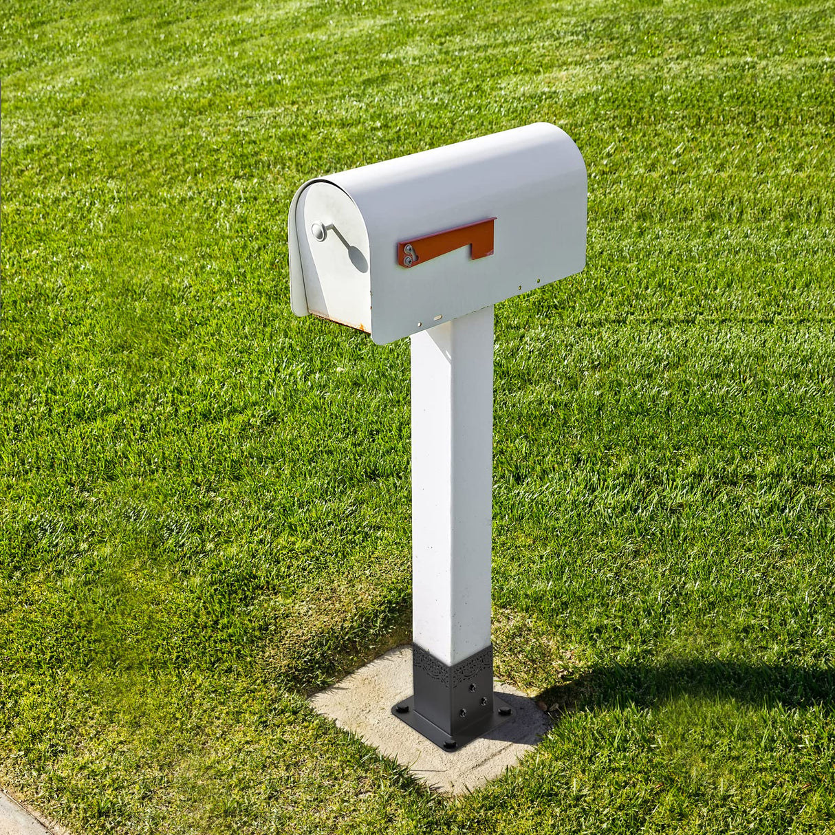 Insaga Decorative 4x4 Post Base for Concrete, 4x4 Post Bracket with 4MM Thickness Base, Deck Post Brackets 4x4 (Inner Size 3.6'' x 3.6'') for Deck Post Base, Porch Railing Post Holder (Set of 4) Insaga