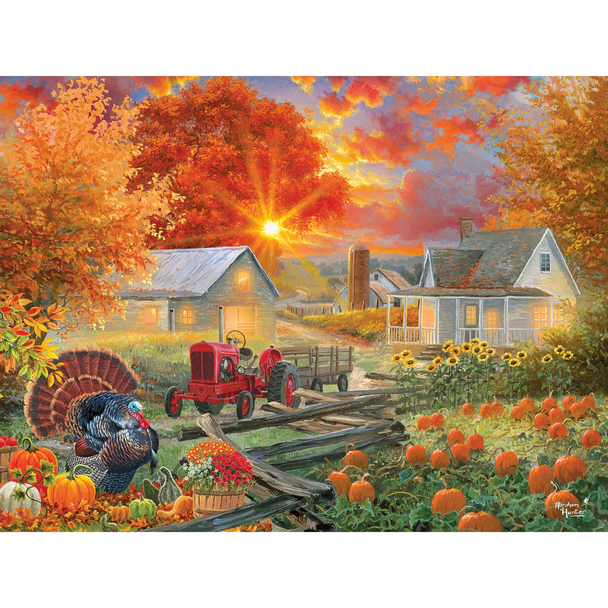 RoseArt - Abraham Hunter - The Pumpkin Harvest - 500 Piece Jigsaw Puzzle for Adults RoseArt