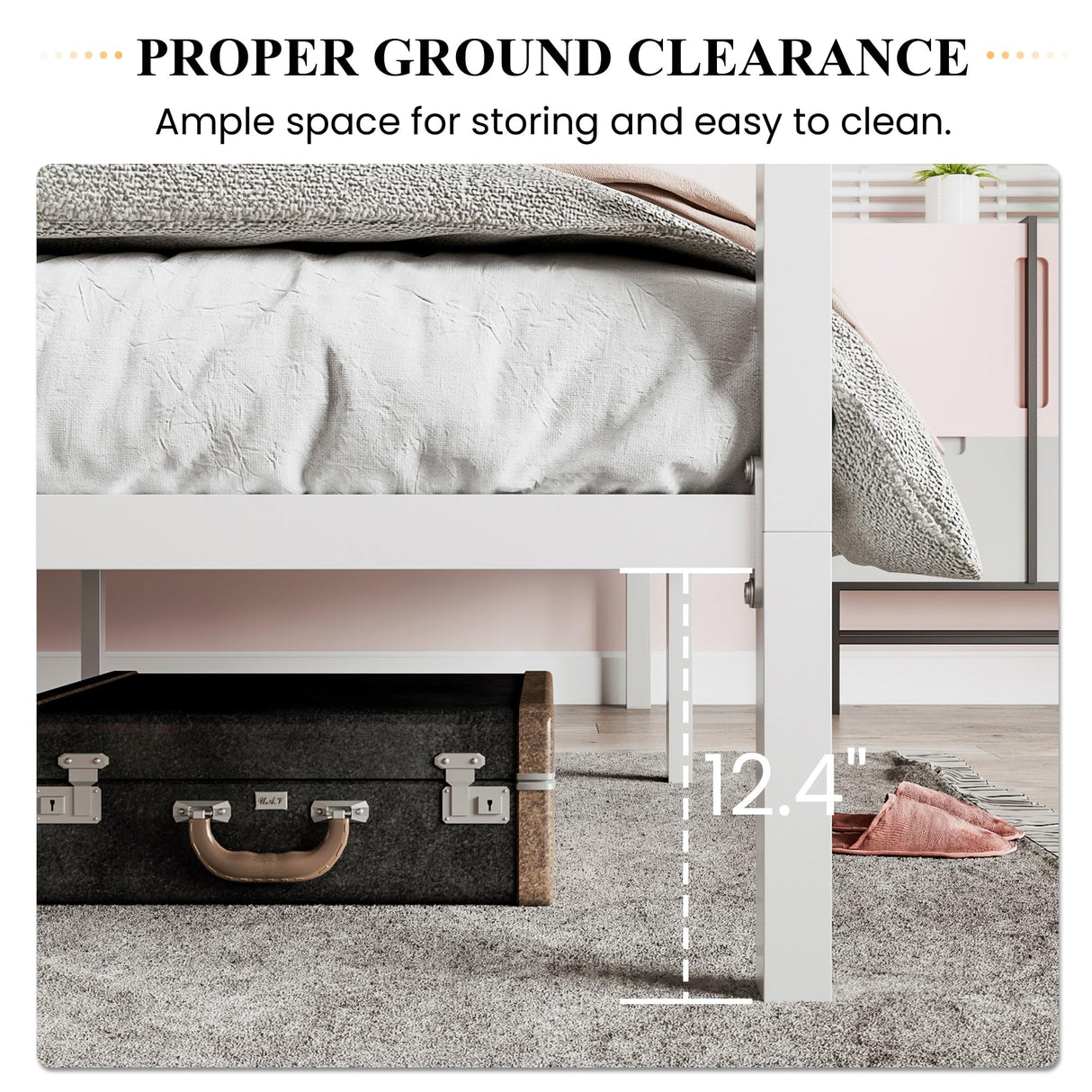 Queen Size Metal Canopy Bed Frame by SHA CERLIN - Sturdy, No Box Spring Needed, Easy Assembly, Customisable Design in White SHA CERLIN