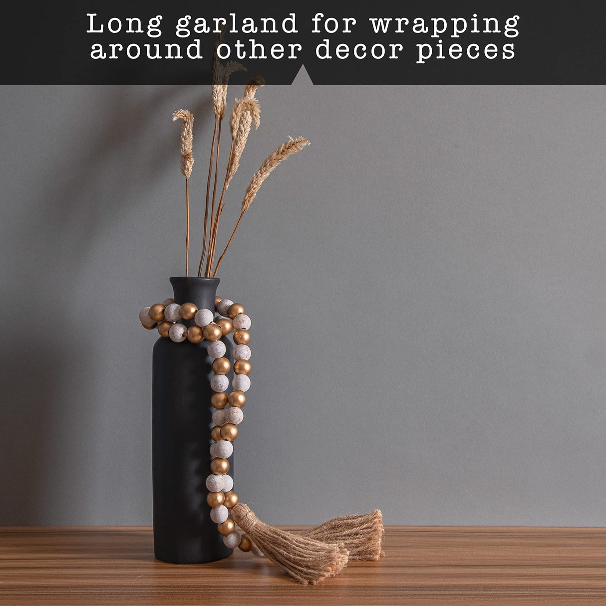 Wooden Bead Garland Decor, Wood Beads Garland Decorative Beads, Wooden Beads Garland, Wood Bead Garland Farmhouse, Wood Bead Garland Tassels, Boho Tassel Garland Beads Decor Beads Wooden Garland Beads MAINEVENT