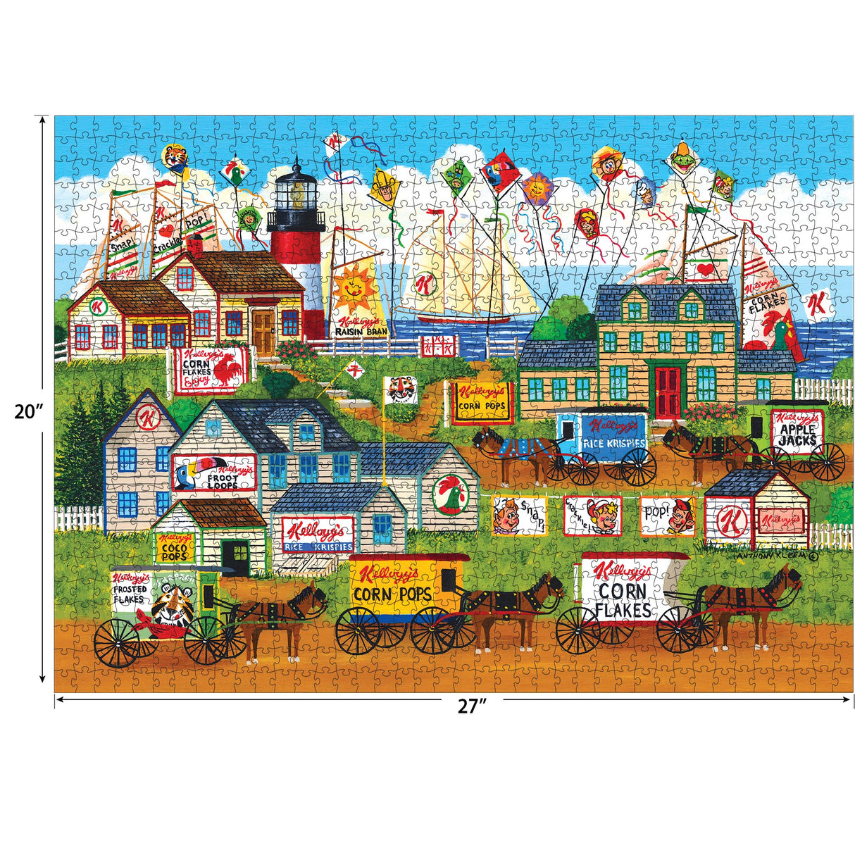 RoseArt - Kellogg's - Town by The Sea - 1000 Piece Jigsaw Puzzles for Adults RoseArt