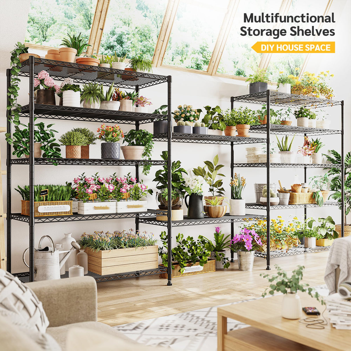 REIBII 75''H Storage Shelves Metal Shelving Unit, 6 Tier Wire Shelving for Pantry Shelves Adjustable 1200LBS Garage Shelving Heavy Duty Storage Rack for Kitchen Garage, 35.4''W*75''H*15.7" D REIBII