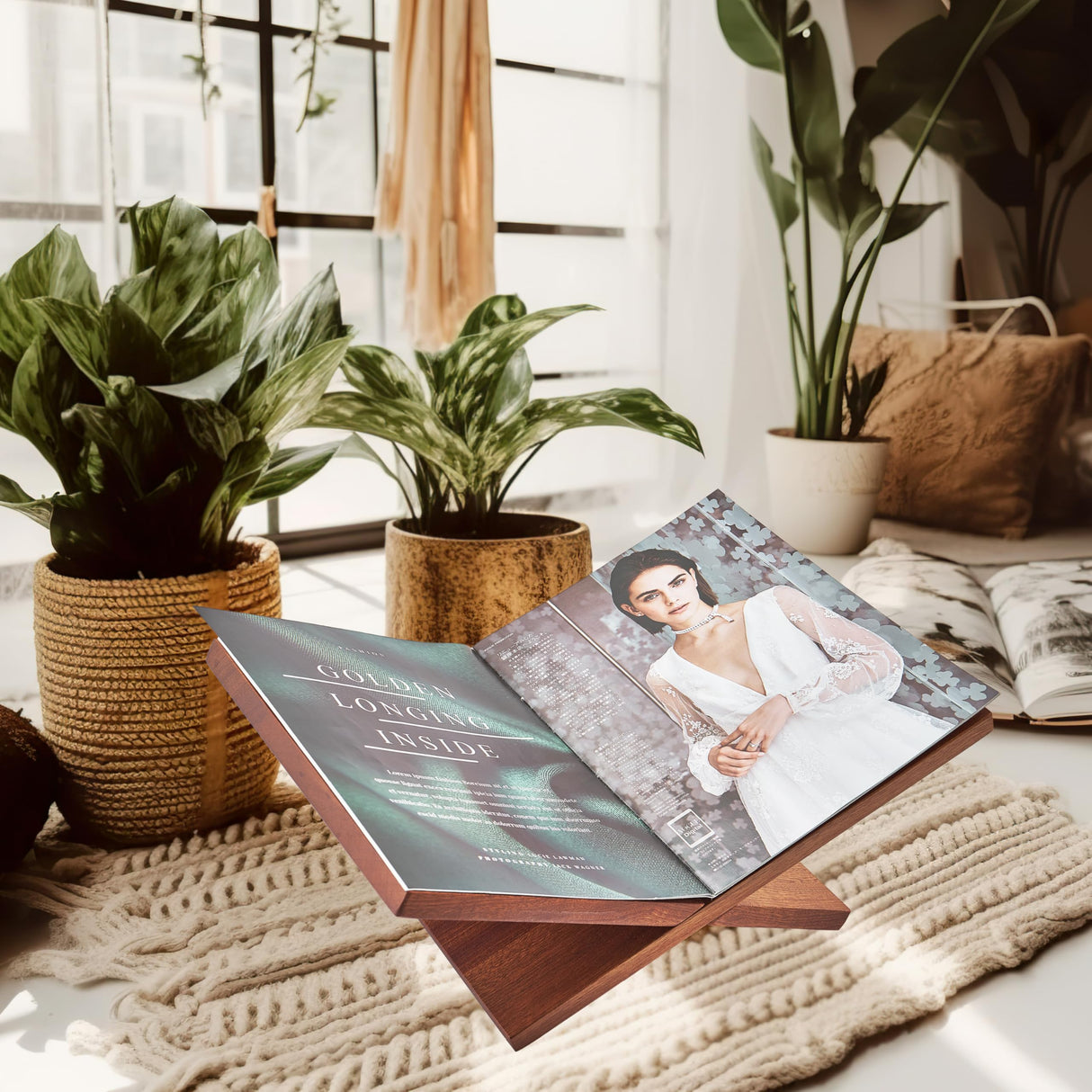 Honygebia Solid Wood Book Stands - Cross Frame Sapele Wooden Book Holder, Open Bookstand for Display and Reading, Suitable for Art, Bible, Cookbook, Easel, Magazine, Textbooks Honygebia