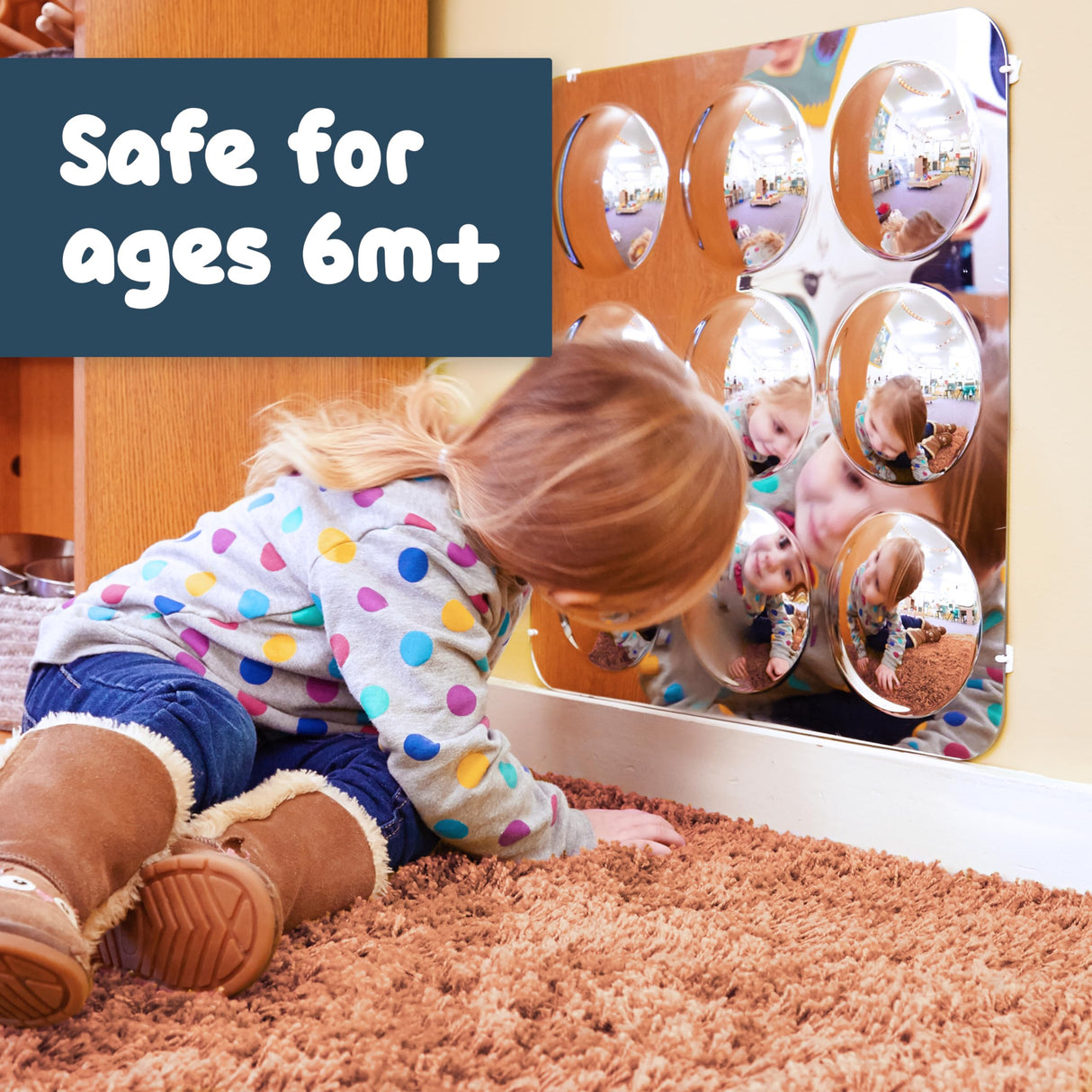SPARK & WOW Sensory Wall Toddler Mirror - Large - 9 Bubbles - for Ages 6m+ - Easy-to-Clean Acrylic - Stimulate Cognitive Development SPARK & WOW