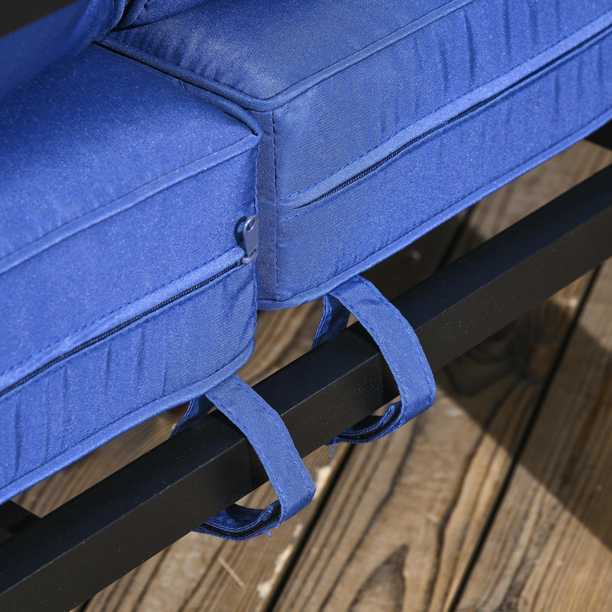 Outsunny 69" Modern Patio Furniture with Thick Padded Cushions, 3 Seater Aluminum Outdoor Sofa with Wide Armrests, Garden Seating Conversation Furniture with Back Cushions, Navy Blue Outsunny