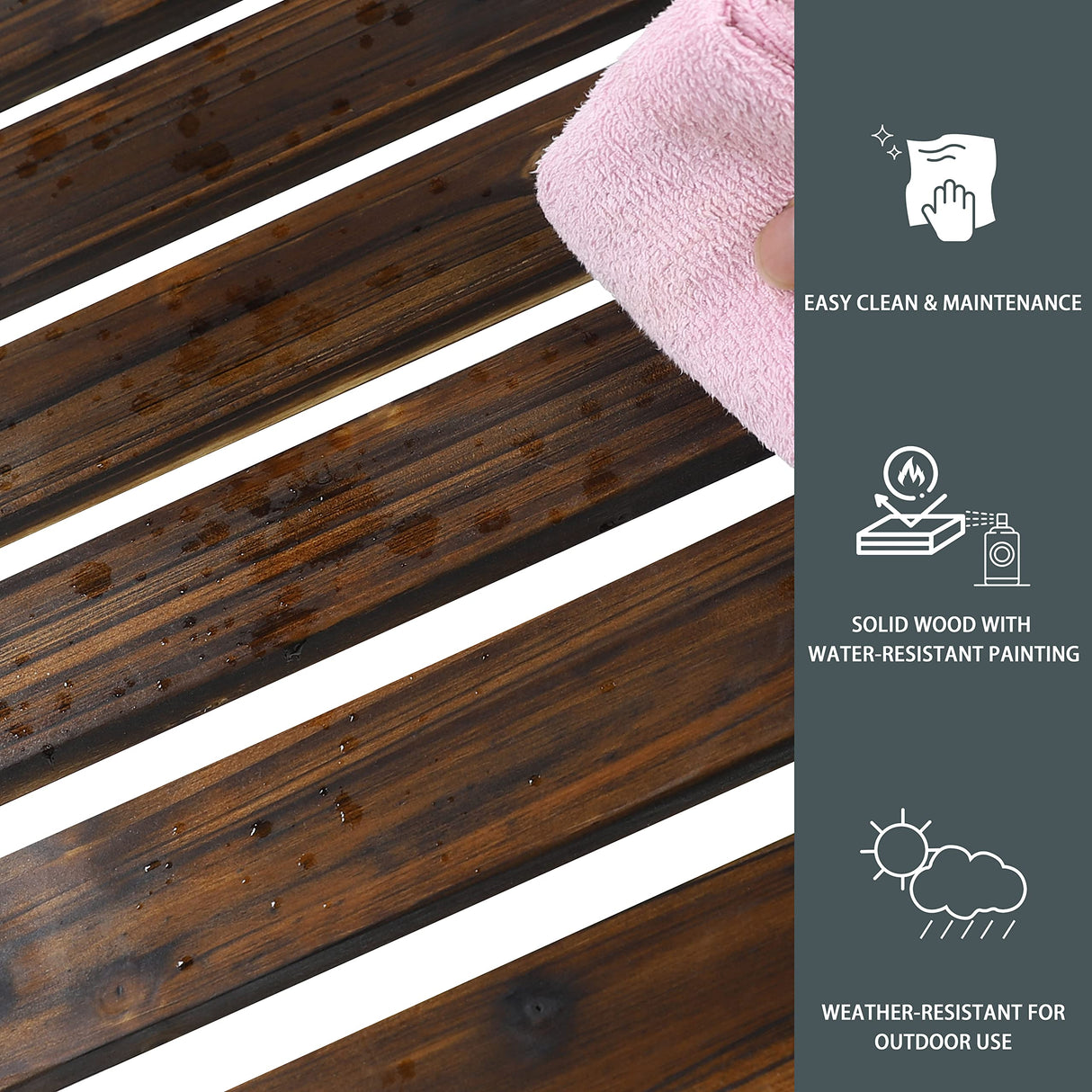 MUPATER Outdoor Patio Hanging Wooden Porch Swing 4FT with Chains, 2-Person Heavy Duty Swing Bench for Garden and Backyard, Rustic MUPATER